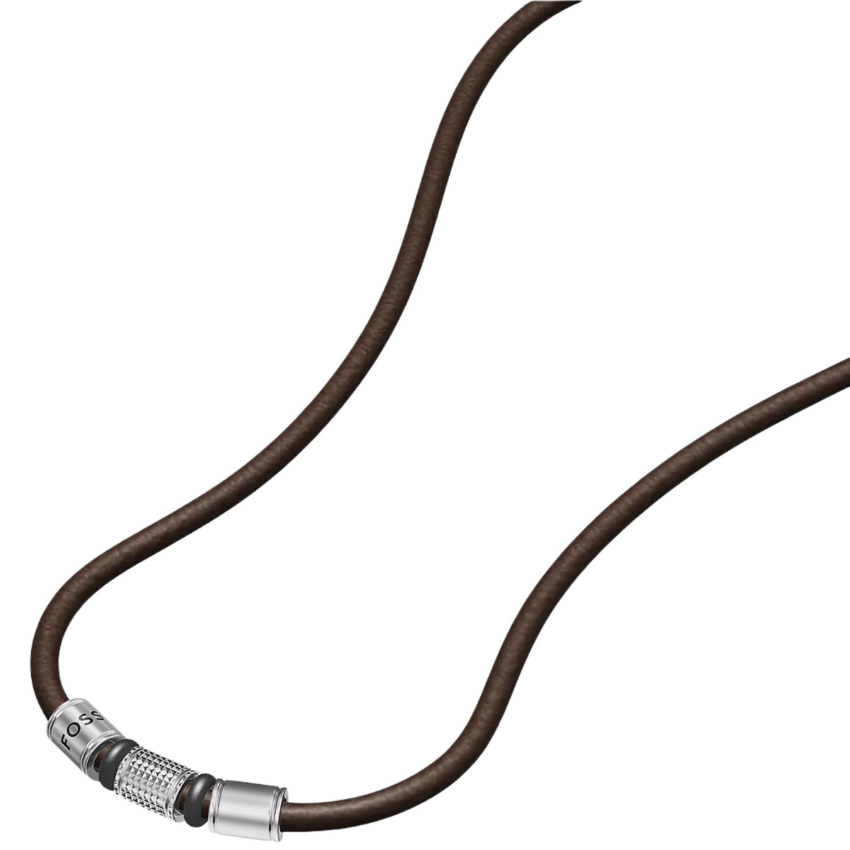 Fossil Machine Rondelles 508mm Brown Leather Station Mens Necklace JF05007998