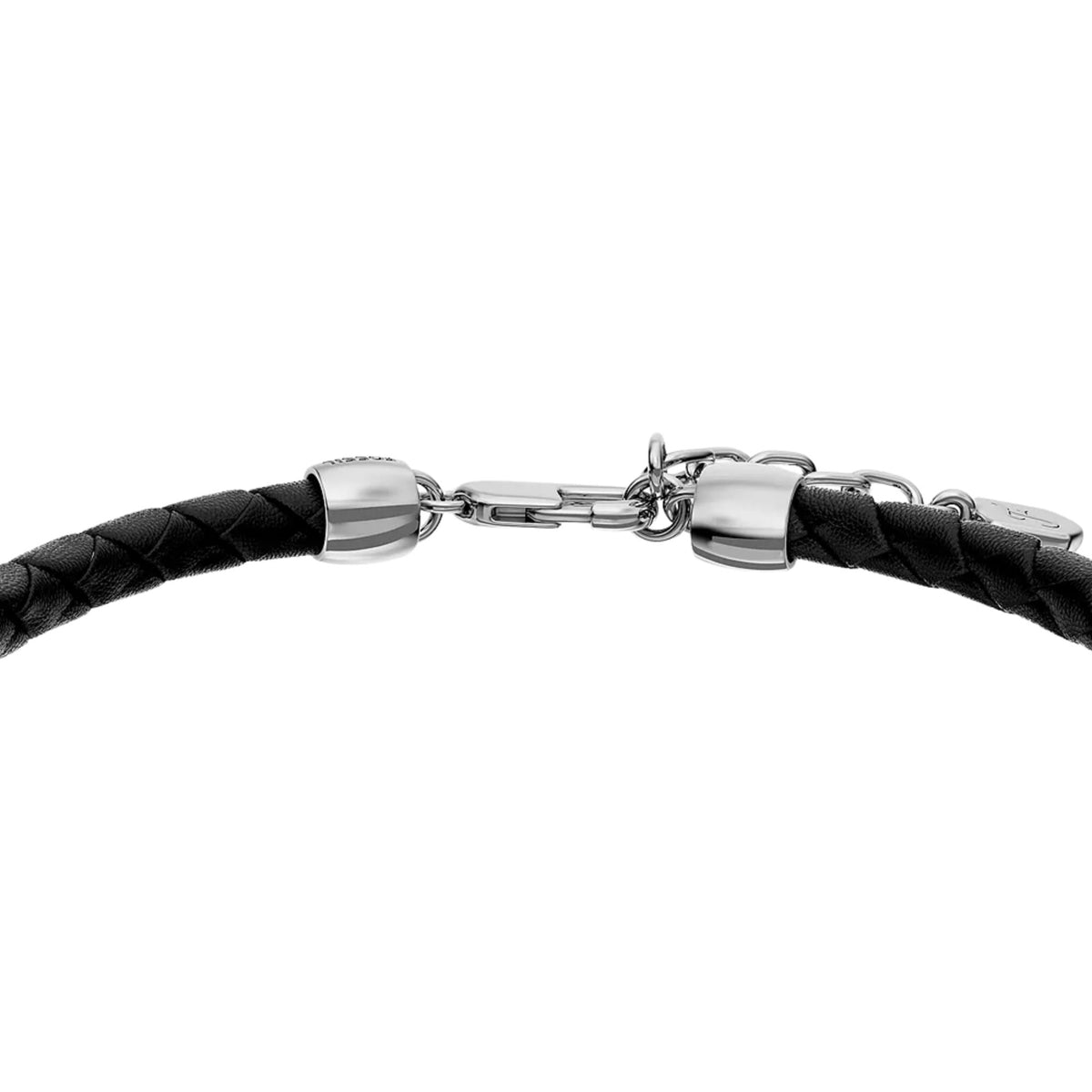 Fossil Everett Enamel 216mm Black Leather Station Mens Bracelet JF05024040