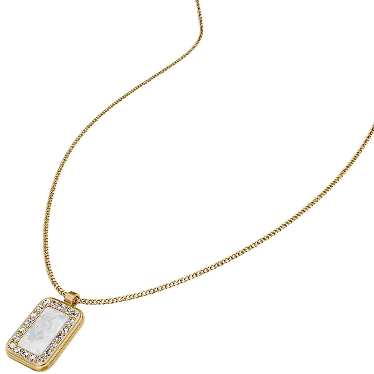 Fossil Raquel Glitz 406mm White Mother of Pearl Pendant Ladies Necklace JF04997710