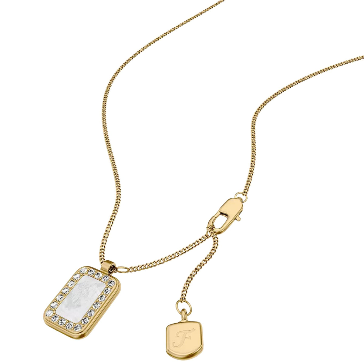 Fossil Raquel Glitz 406mm White Mother of Pearl Pendant Ladies Necklace JF04997710