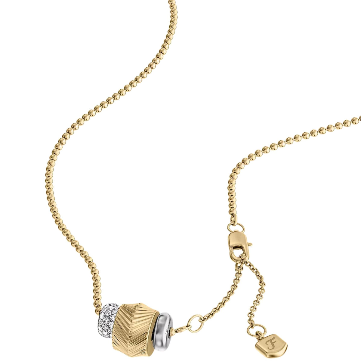 Fossil Harlow Rondelles 457.2 Two-Tone Steel Station Ladies Necklace JF04993998