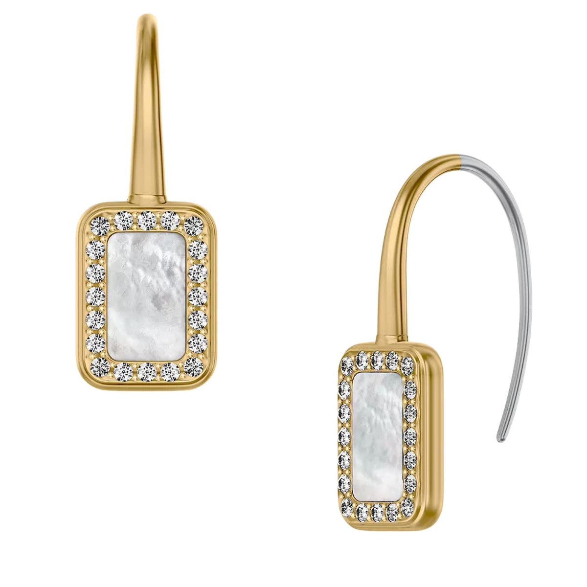 Fossil Raquel Glitz 8.02mm White Mother of Pearl Drop Ladies Earrings JF04999710
