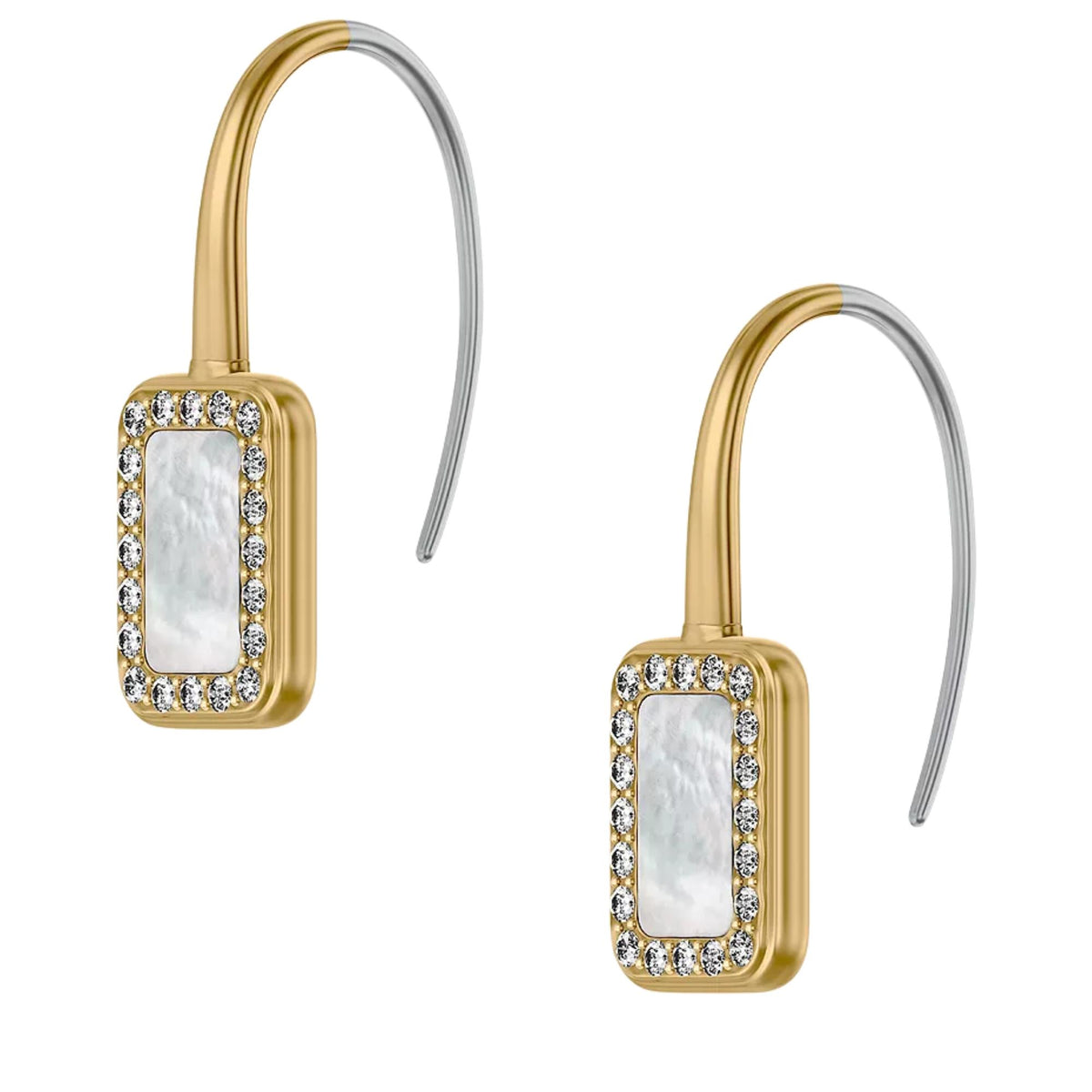 Fossil Raquel Glitz 8.02mm White Mother of Pearl Drop Ladies Earrings JF04999710