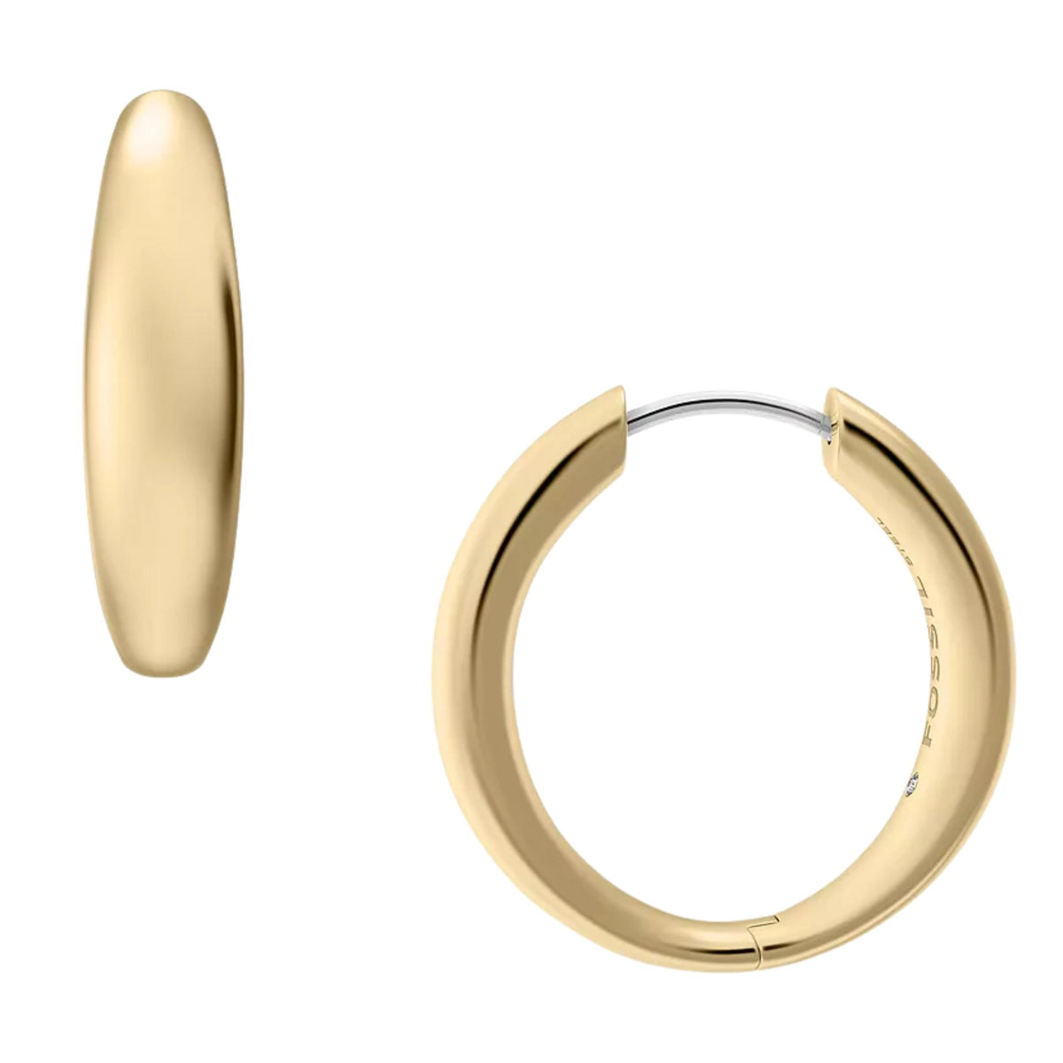 Fossil Ellis Domed 4.56mm Medium Gold Steel Hoop Ladies Earrings JF05002710