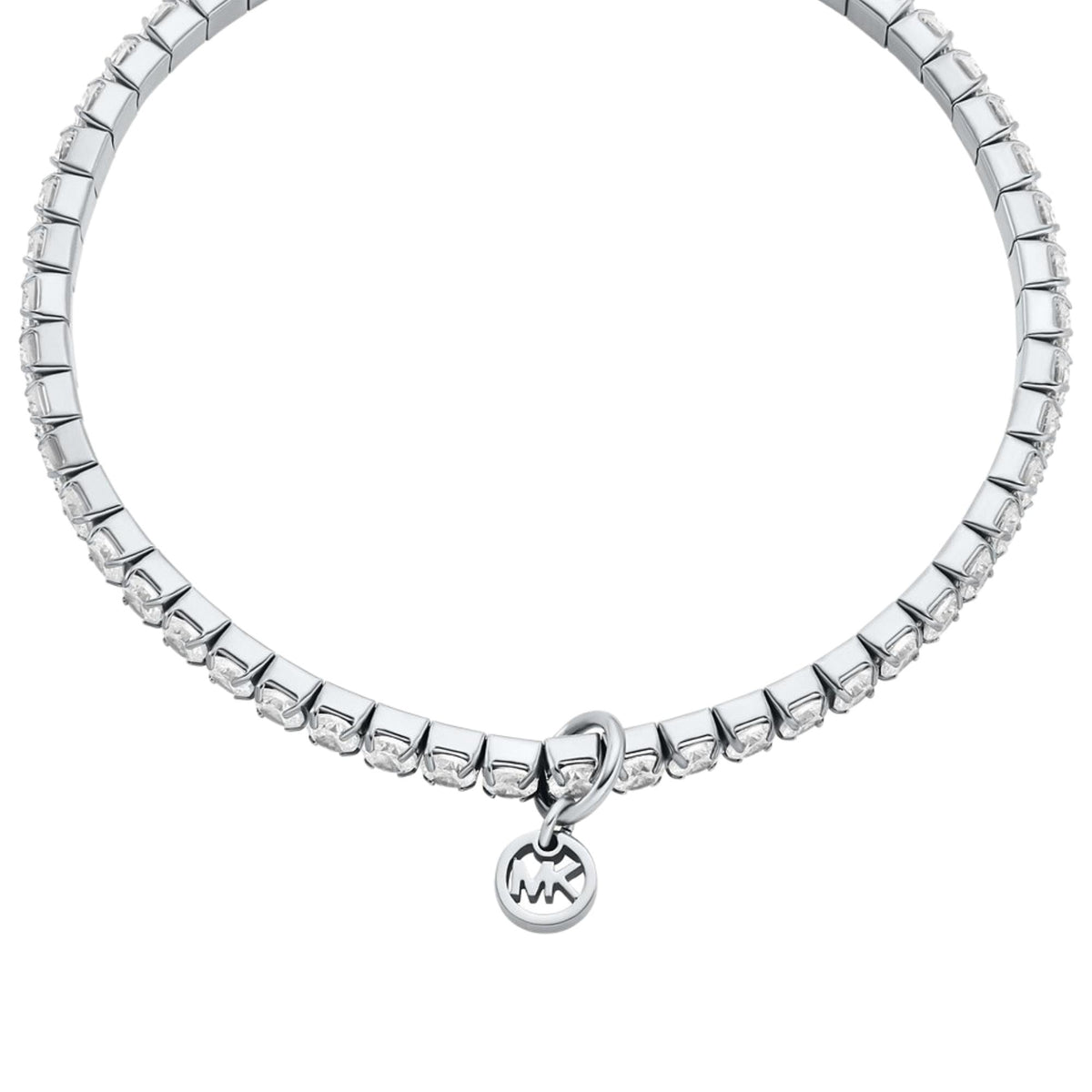 Michael Kors MK Logo 165mm Silver Pavé Stretch Ladies Tennis Bracelet MKJ8682040