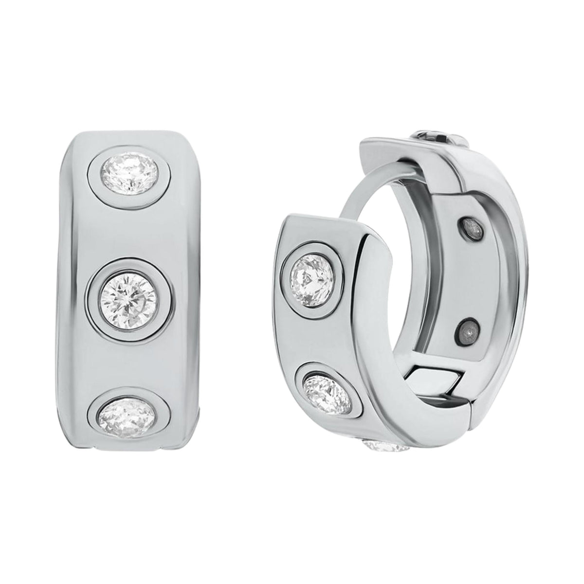 Michael Kors MK Logo 6.4mm Silver Pavé Logo Huggie Ladies Earrings MKJ8652040