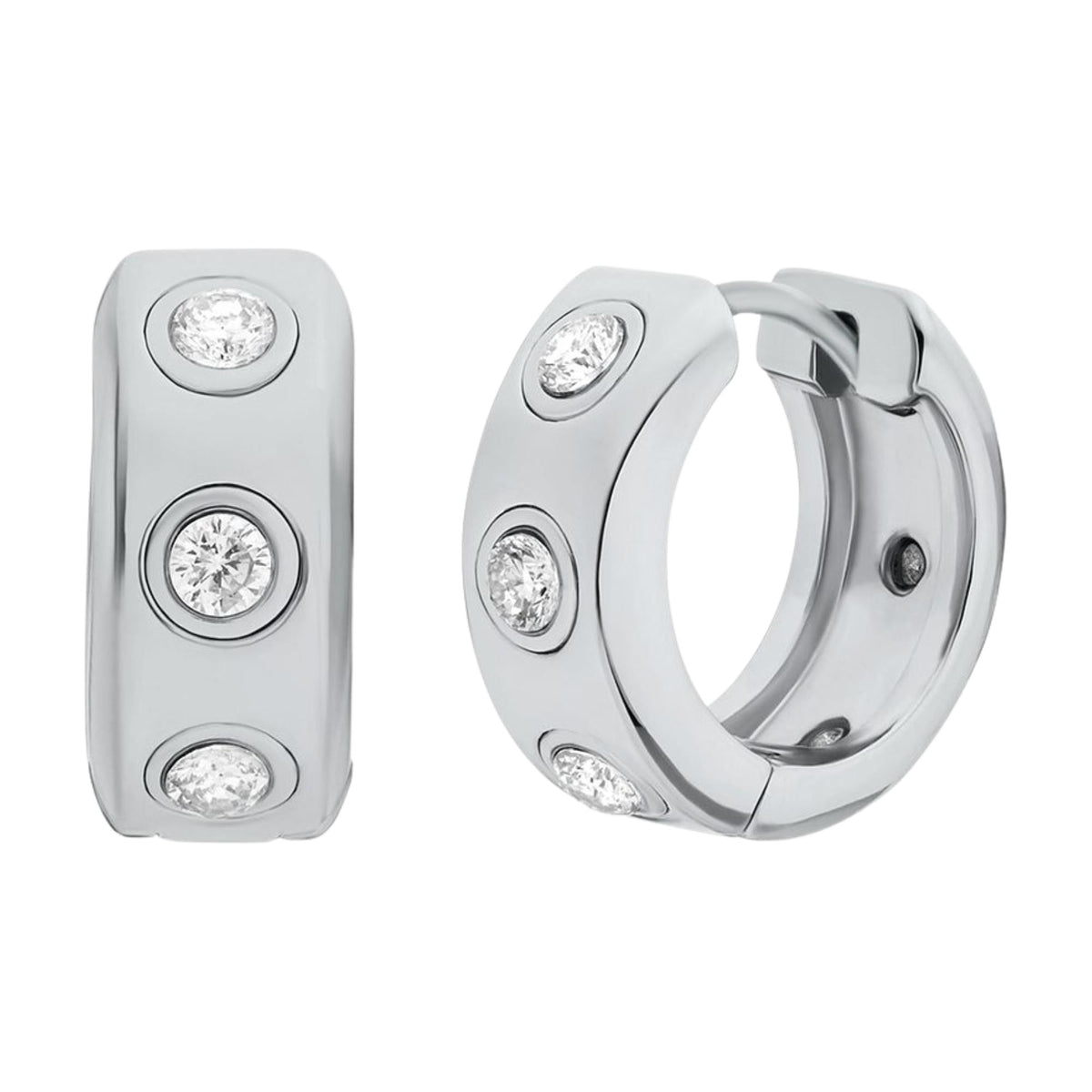 Michael Kors MK Logo 6.4mm Silver Pavé Logo Huggie Ladies Earrings MKJ8652040
