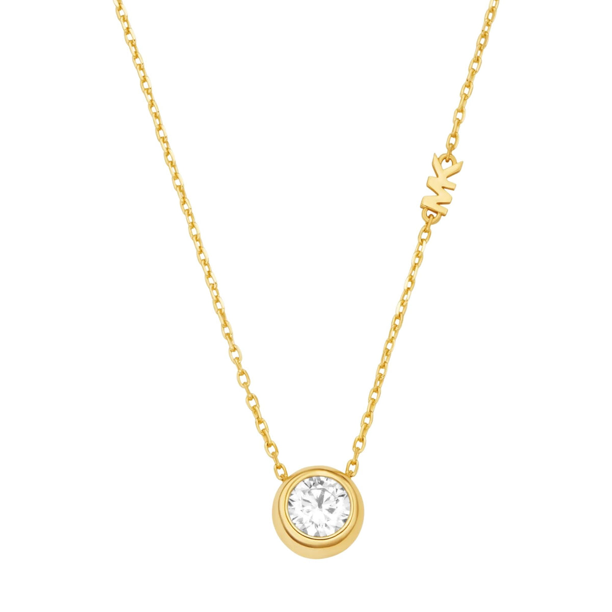 Michael Kors MK Logo 507mm Gold Round Stone Pendant Ladies Necklace MKJ8659710