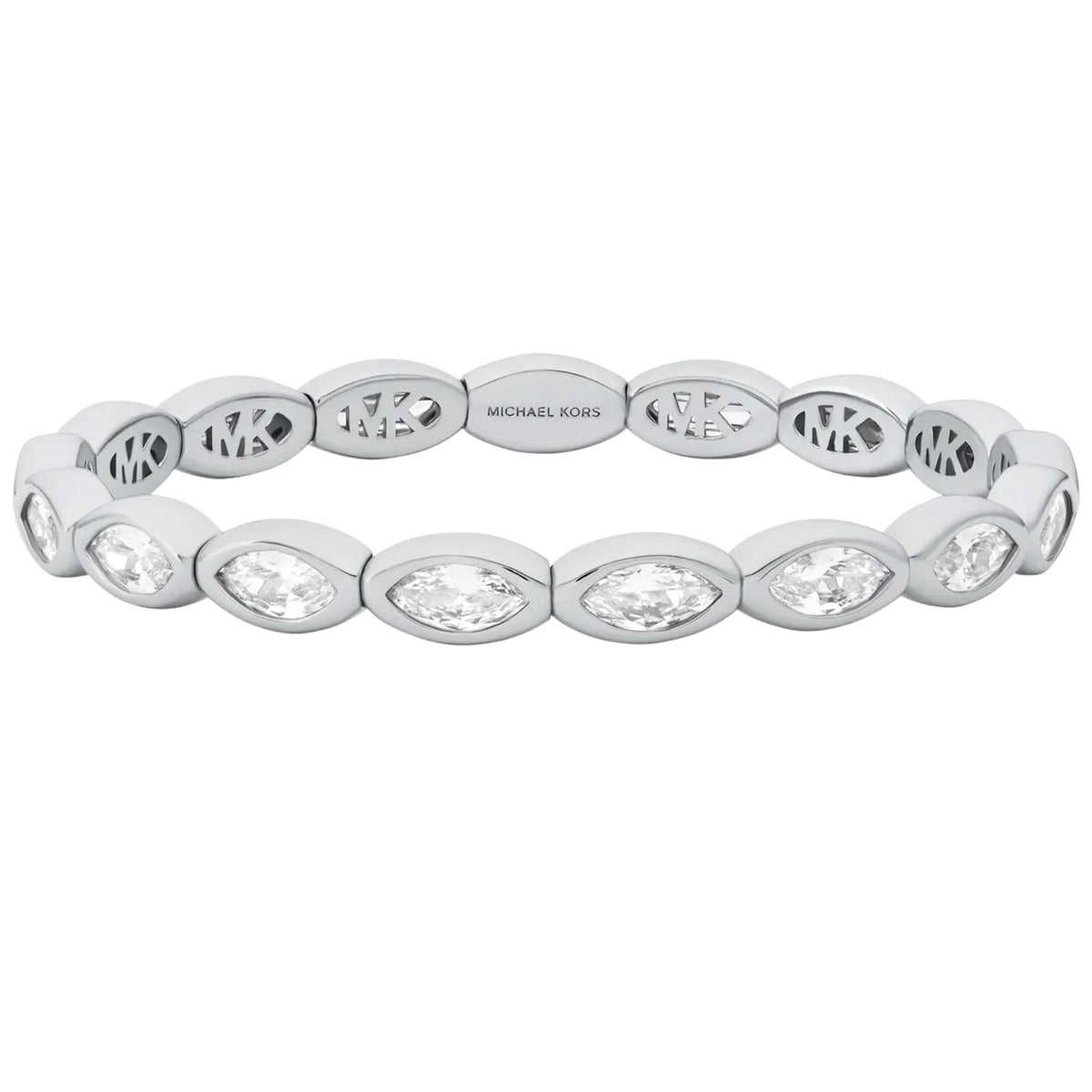 Michael Kors MK Logo 220mm Silver Marquise Cubic Zirconia Ladies Tennis Bracelet MKJ8673040