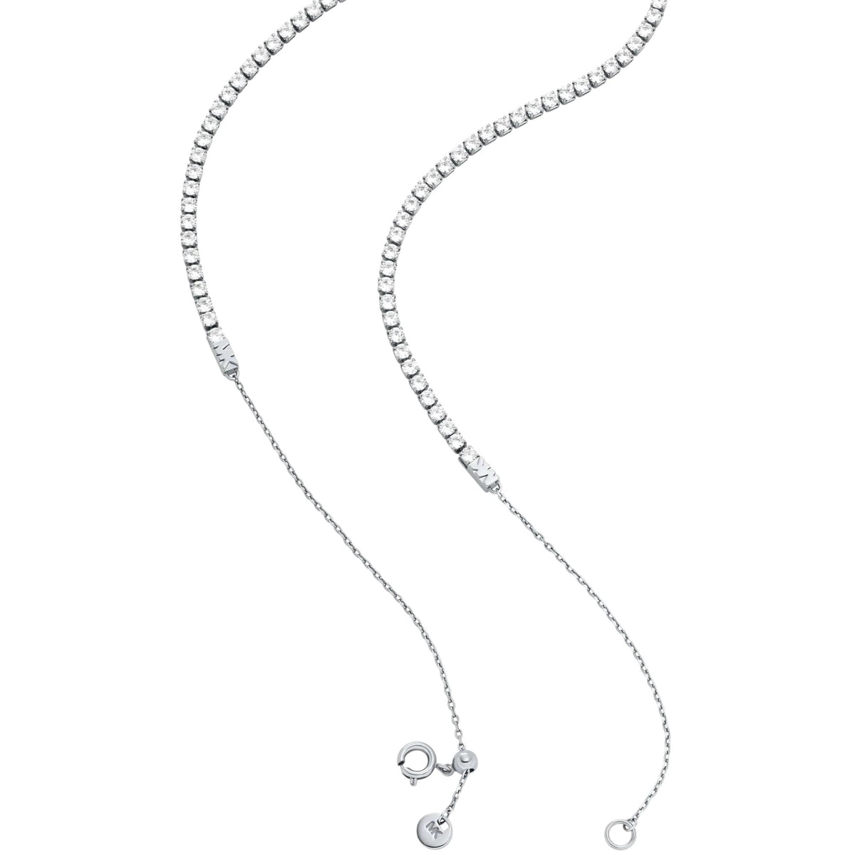 Michael Kors MK Logo 420mm Silver Pavé Ladies Tennis Necklace MKJ8649040