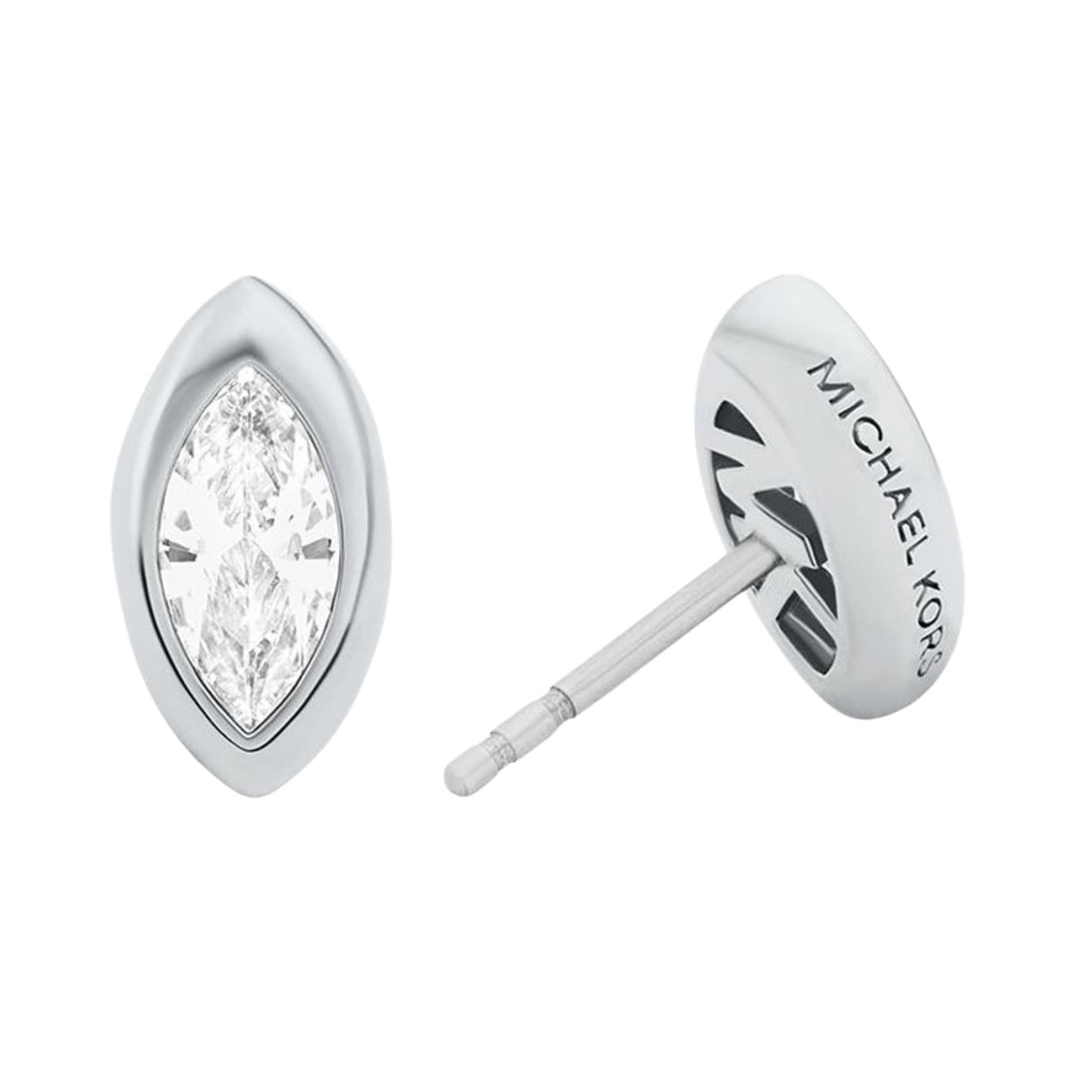 Michael Kors MK Logo 5.6mm Silver Marquise Cubic Zirconia Ladies Stud Earrings MKJ8677040