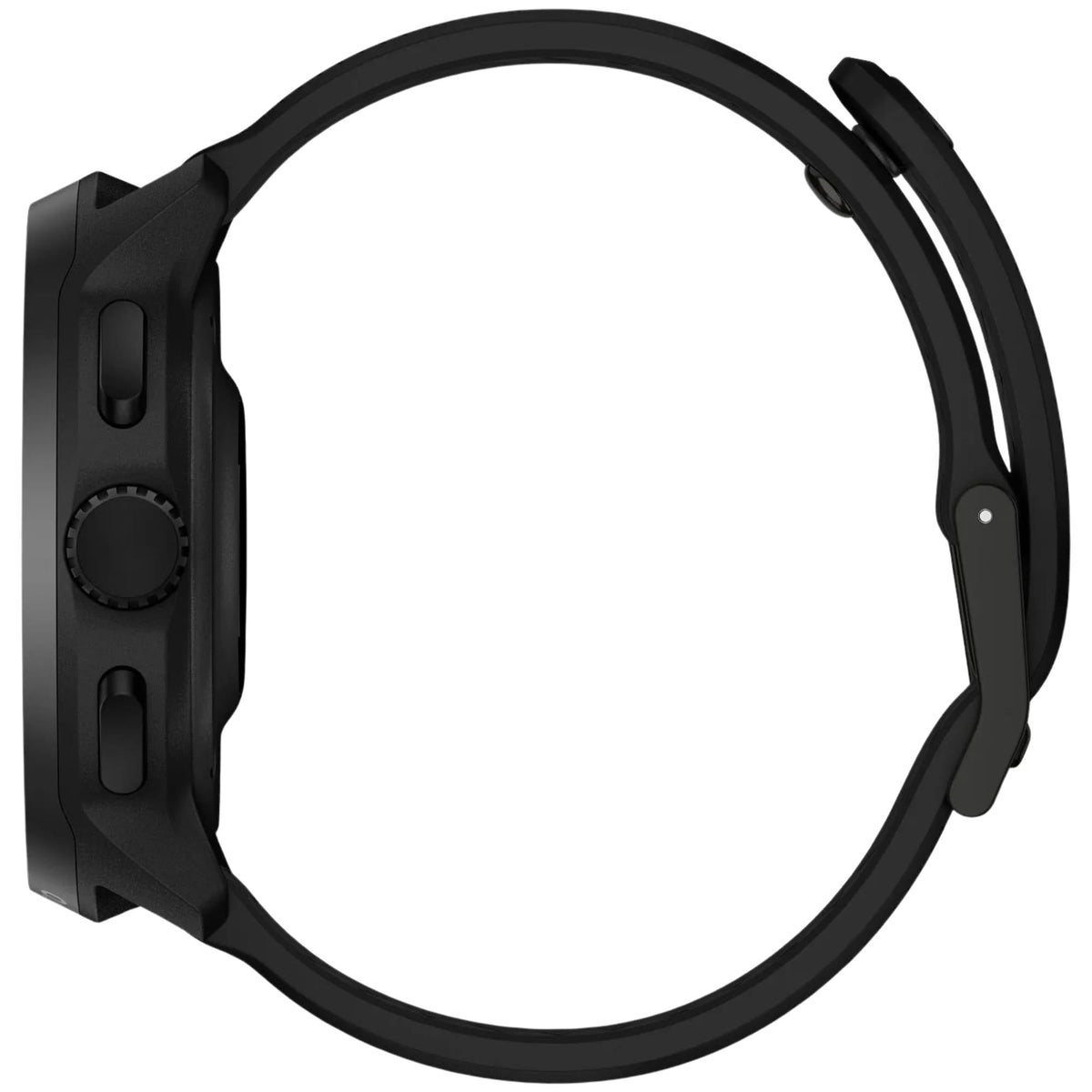 Suunto Run 2 SS051723000 side view showing pushers, digital crown, and strap buckle closure
