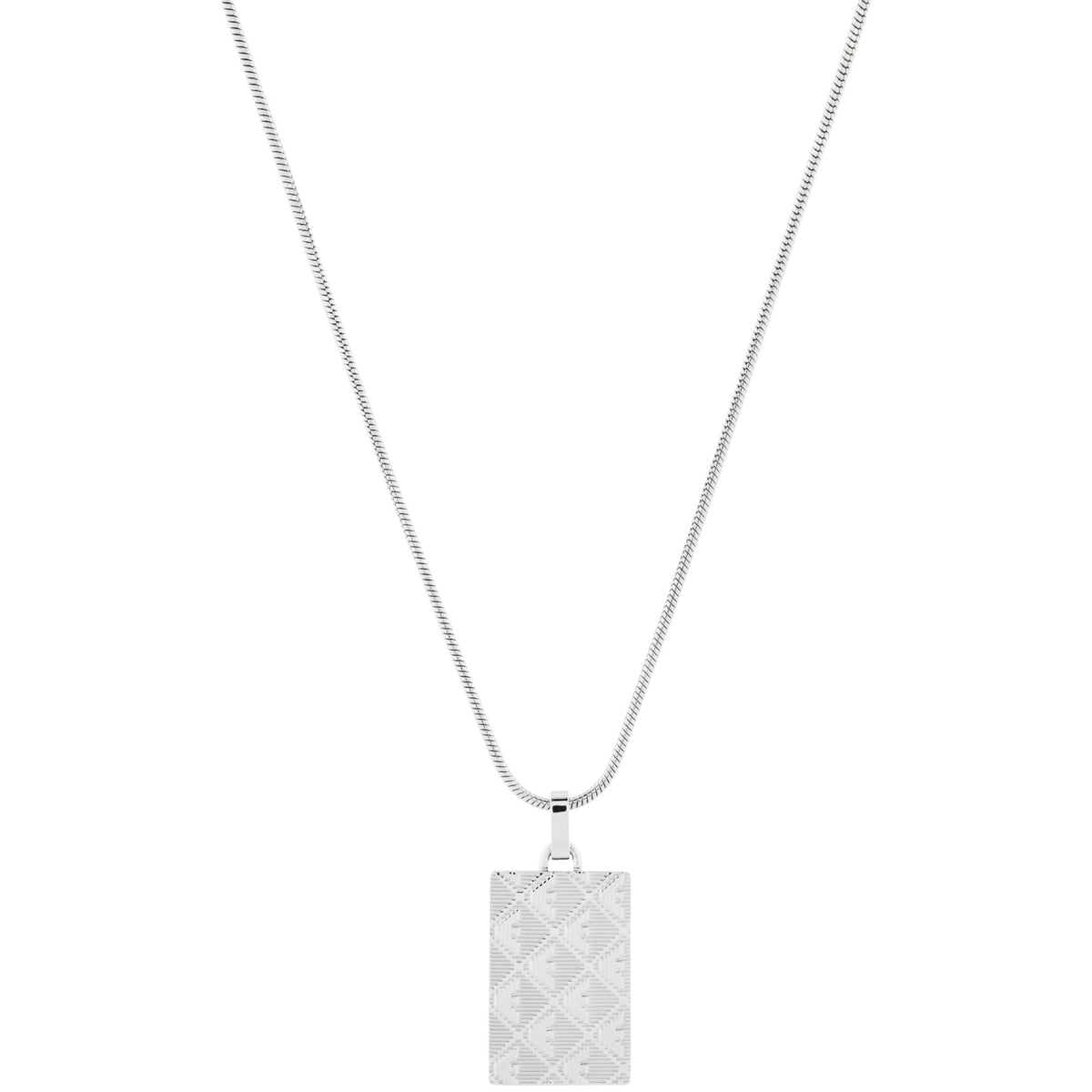 Emporio Armani Eagle Logo 500mm Silver Steel Dog Tag Mens Necklace EGS3362040