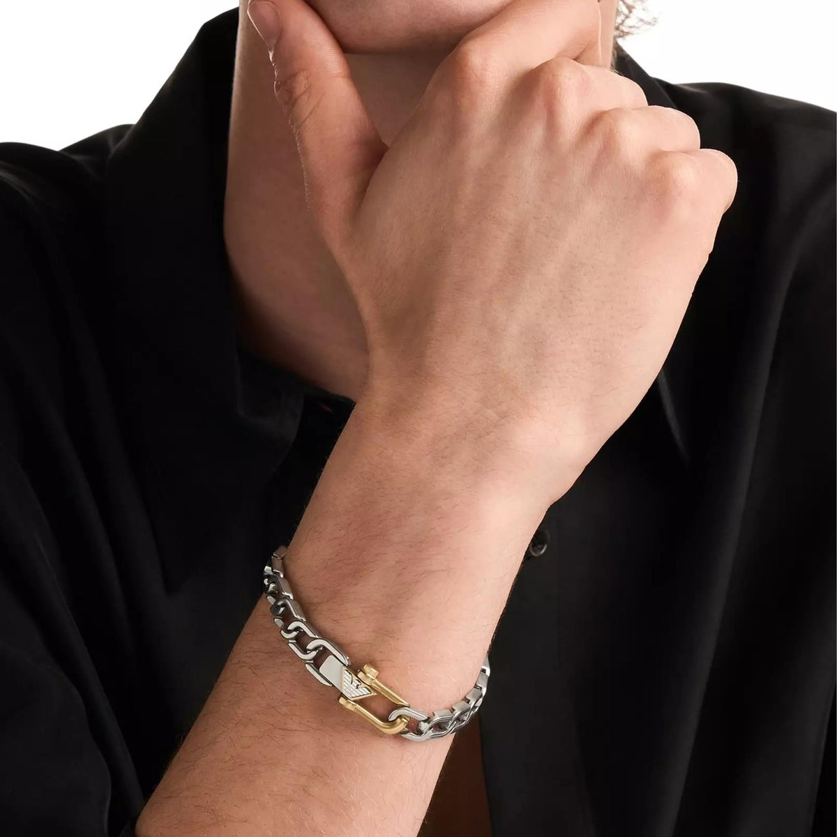 Emporio Armani Eagle Logo 218mm Silver Steel Mens Chain Bracelet EGS3370040