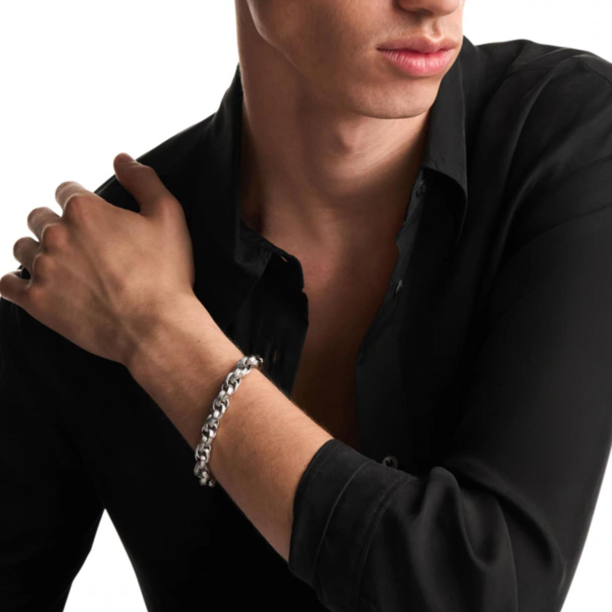 Emporio Armani Iconic Trend 210mm Silver Steel Mens Chain Bracelet EGS3377040