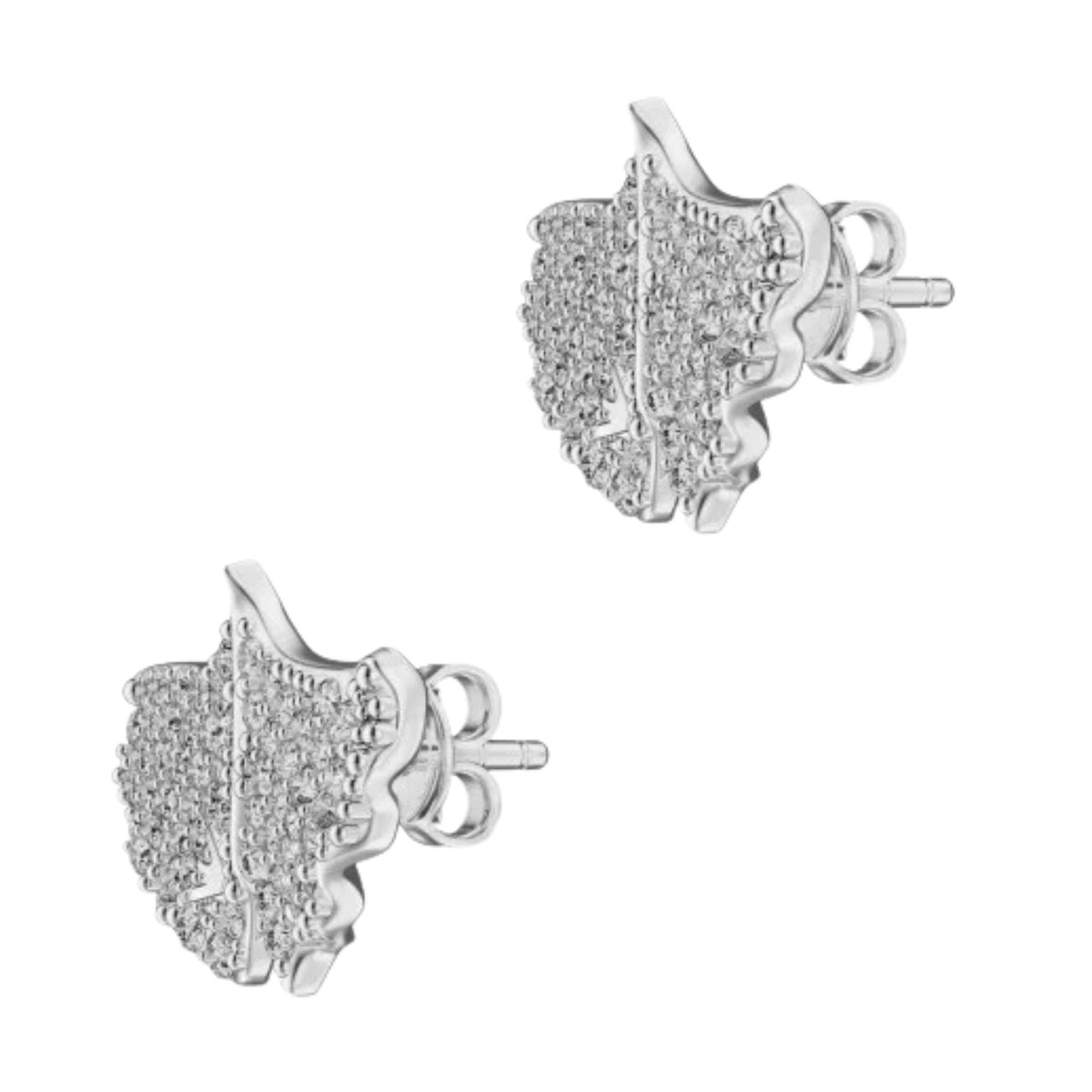 Emporio Armani Sentimental 12mm Silver Pavé Brass Ladies Stud Earrings EGS3413040