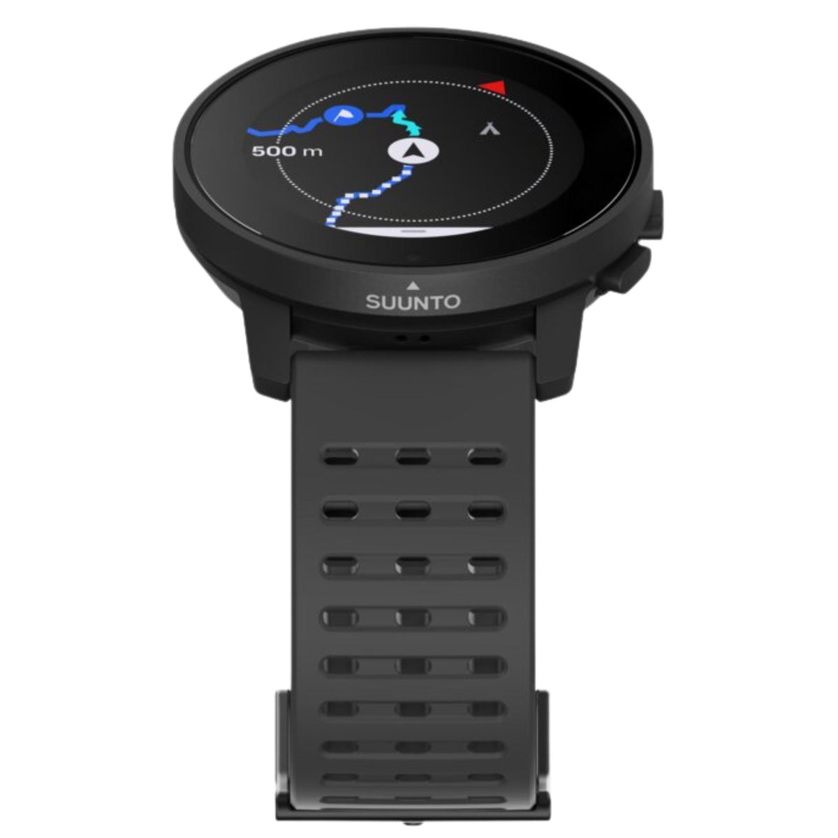 Suunto 9 Peak Pro SS050807000 top view displaying GPS route tracking display and open strap profile