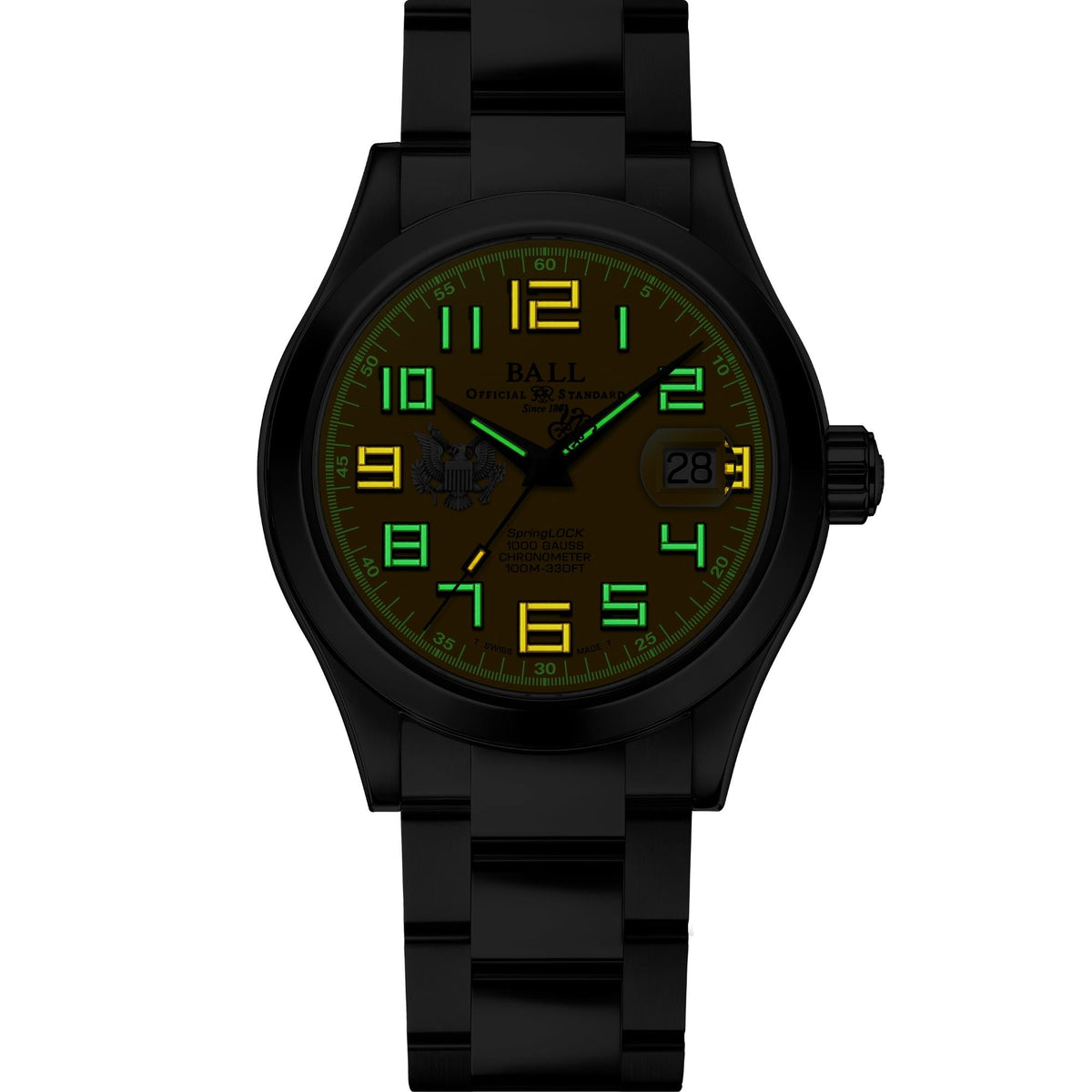 BALL Engineer III 'Army' 40mm Limited Edition Yellow Dial Steel Mens Automatic Watch NM3000C-S11C-YE