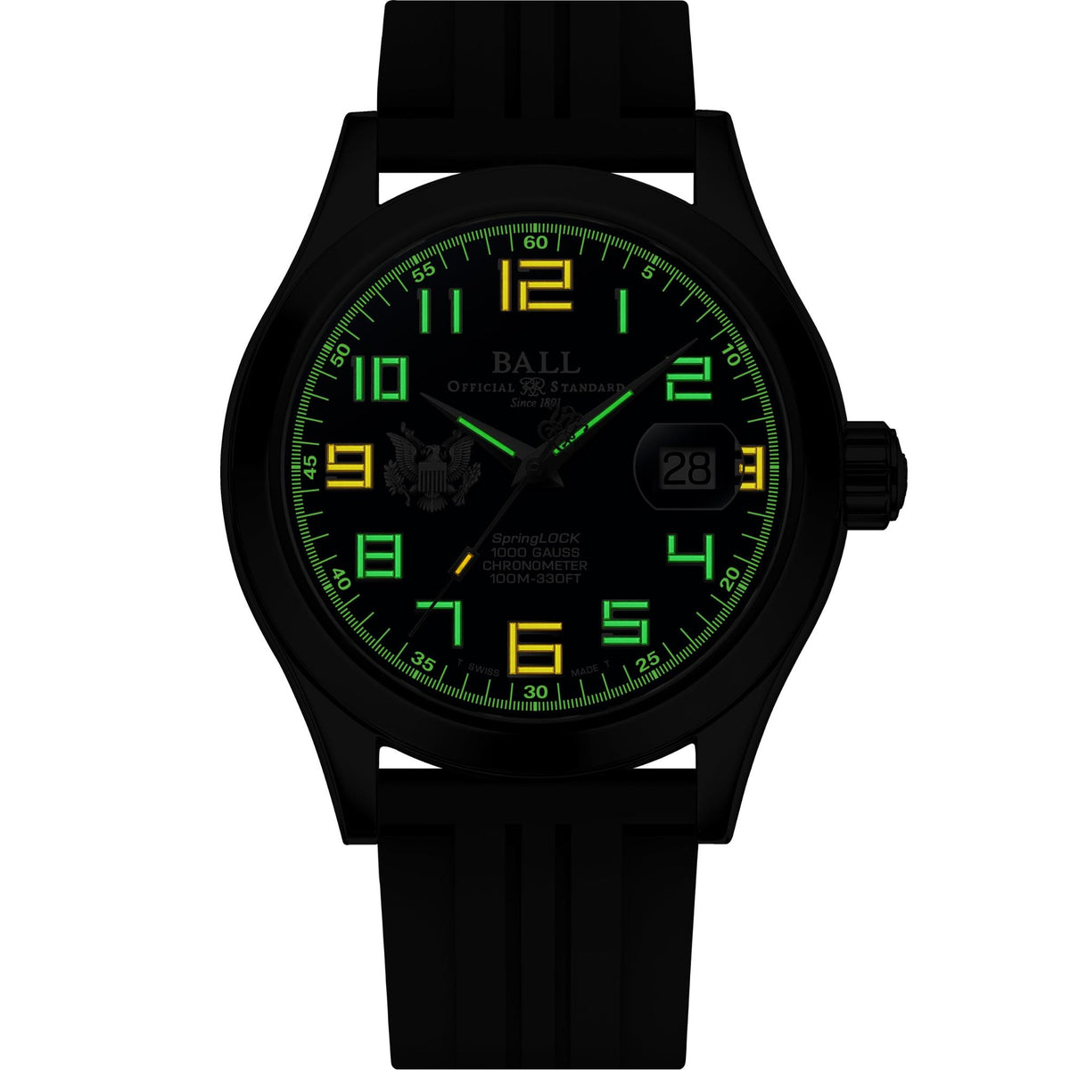 BALL Engineer III 'Army' 43mm Limited Edition Blue Dial Rubber Mens Automatic Watch NM2028C-P49C-BE