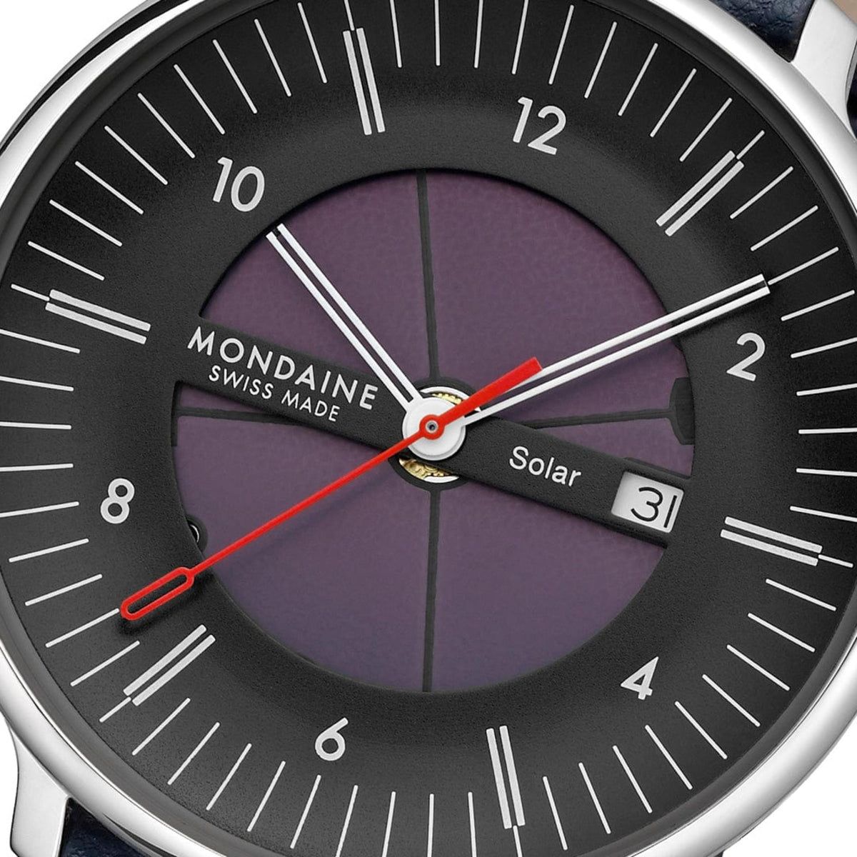 Mondaine Doppio 41mm Skeleton Black Dial Leather Mens Solar Watch MLE.41921.LBV