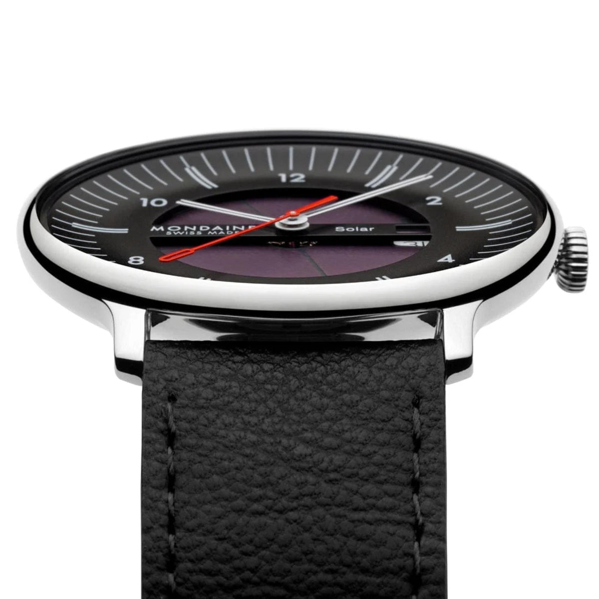 Mondaine Doppio 41mm Skeleton Black Dial Leather Mens Solar Watch MLE.41921.LBV