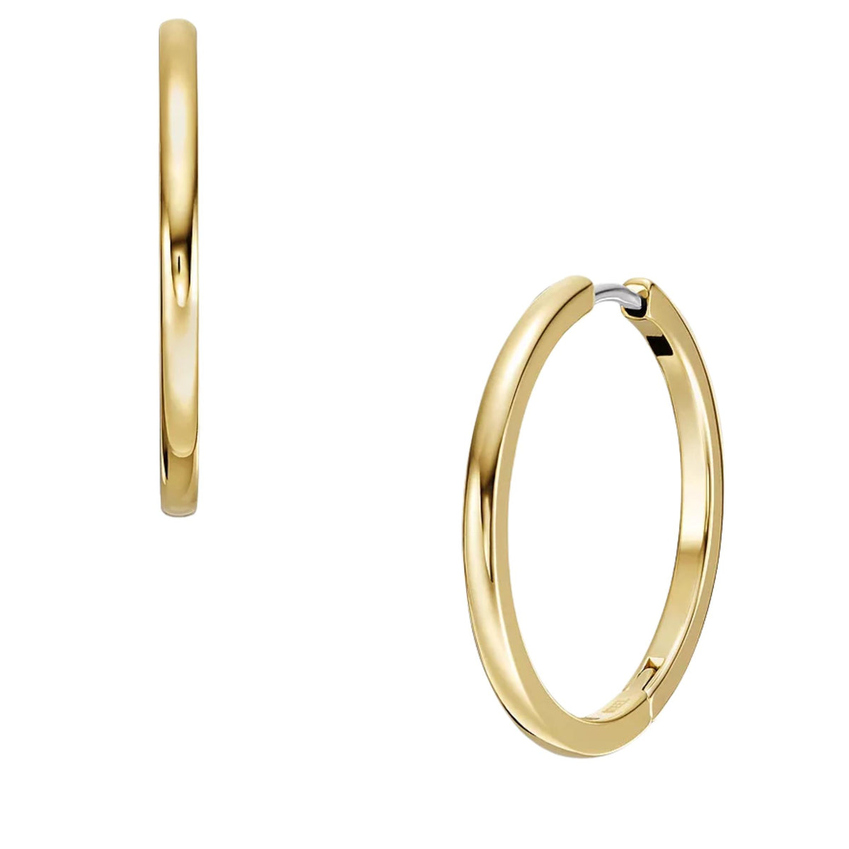 Fossil Ellis 25.2mm Gold Steel Ladies Hoop Earrings JF04638710