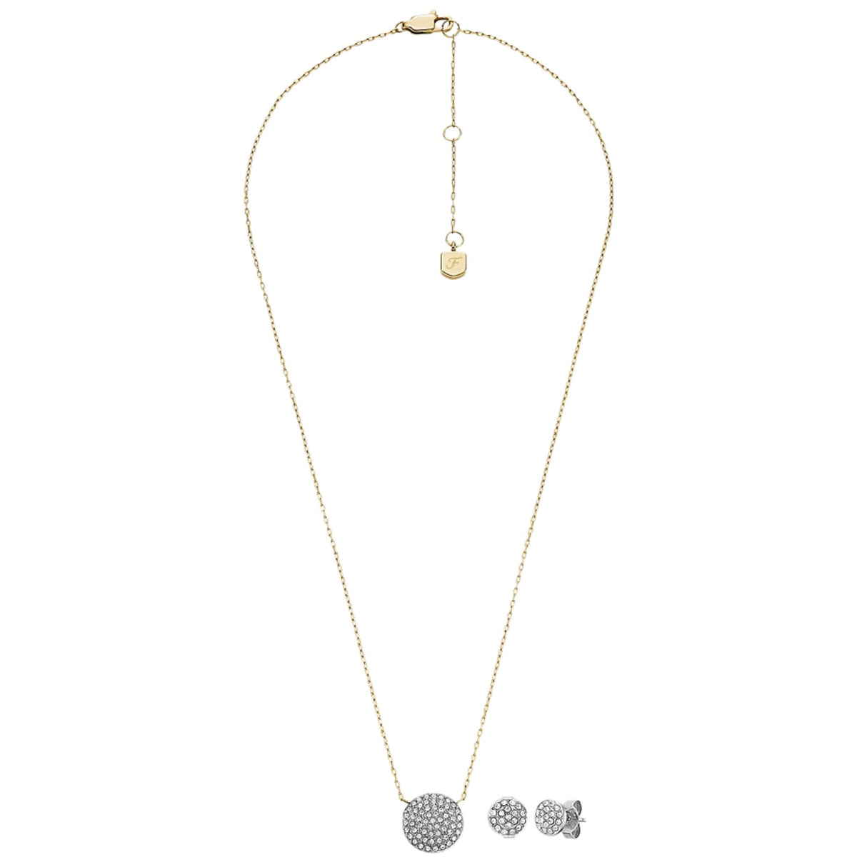 Fossil Ellis Glitz 406mm Steel Pendant Ladies Necklace JF04815SET