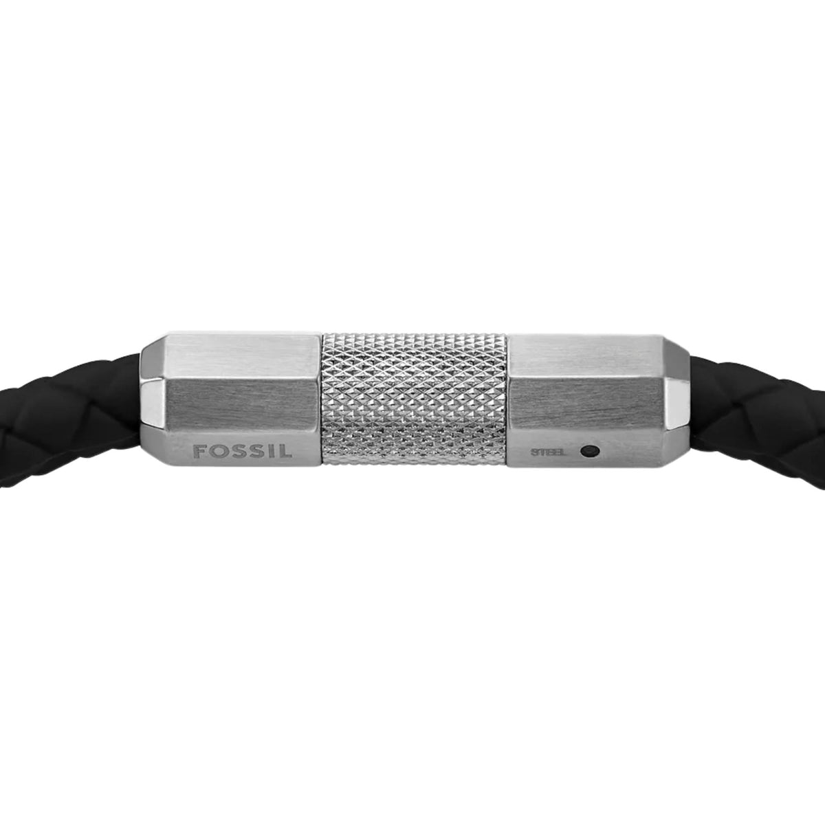 Fossil Machine Knurled 180mm Silver Steel Mens Bracelet JF04884040