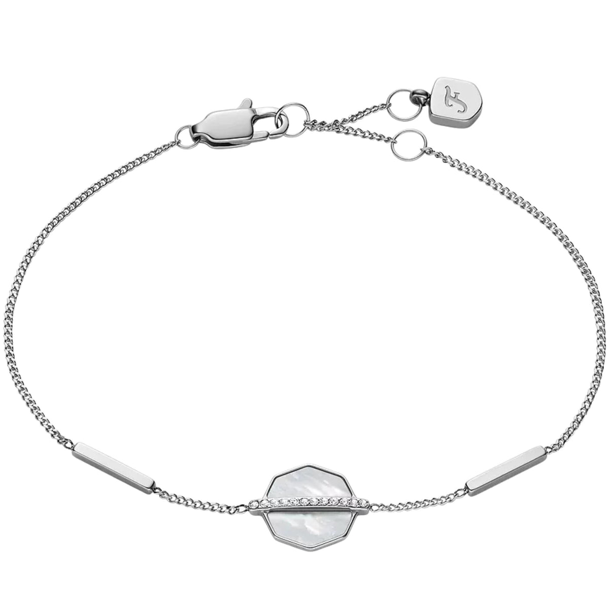 Fossil Merrit Timeless 165mm Mother of Pearl Steel Ladies Bracelet JF04910040