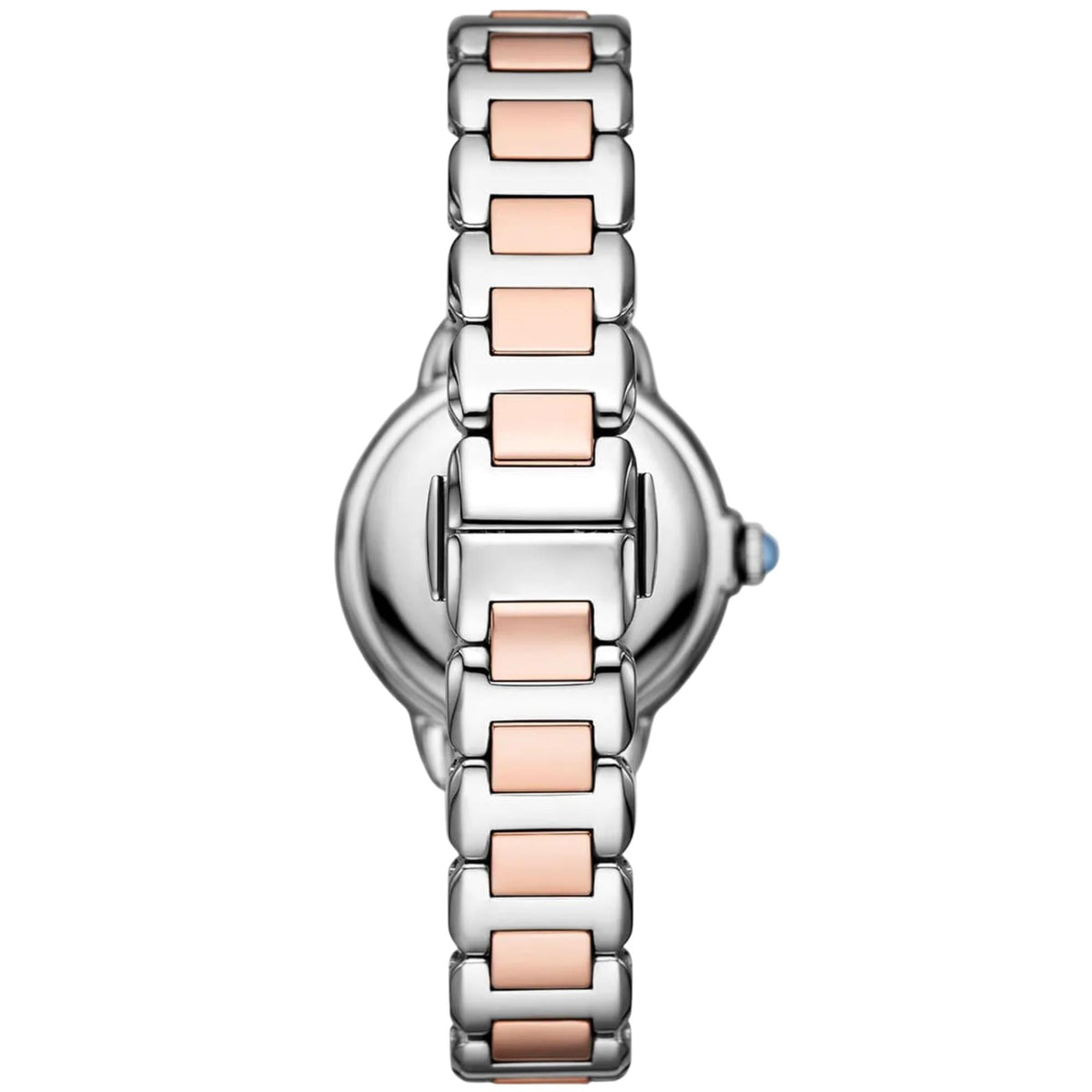 Emporio Armani Mia AR11597 rear view showing two-tone steel bracelet with deployment clasp