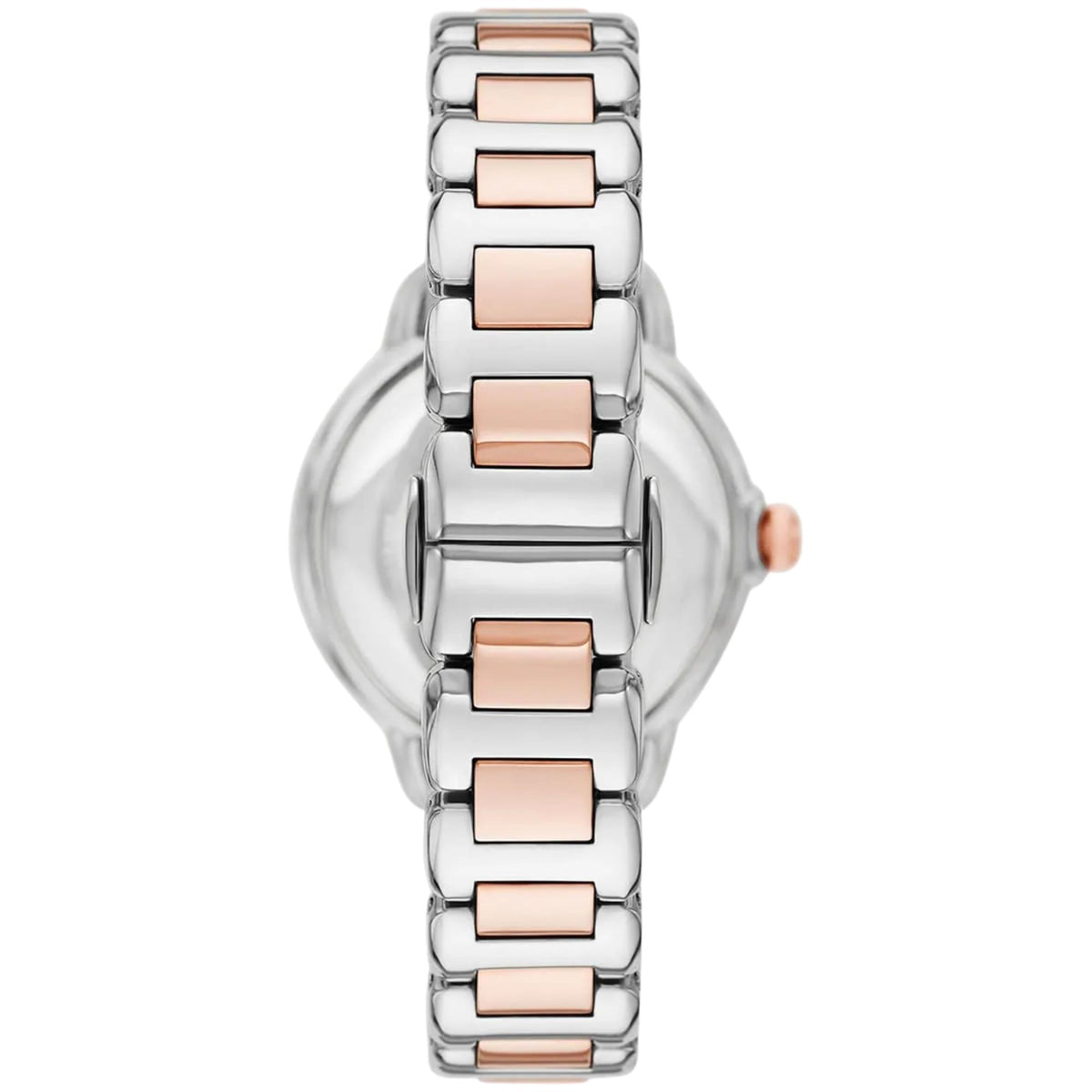 Emporio Armani Mia AR11643 rear view showing two-tone steel bracelet and deployment clasp