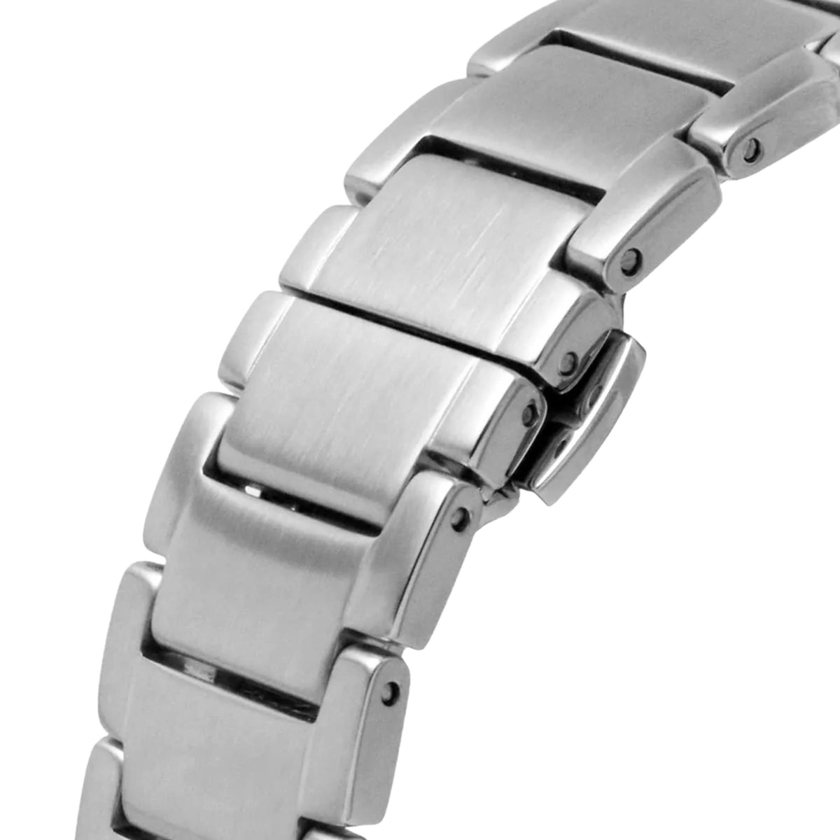 Emporio Armani Mario AR60053 close-up shot of steel bracelet links and clasp finish