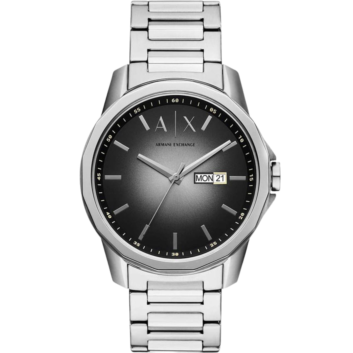 Armani Exchange Banks 44mm Black Dial Steel Mens Quartz Watch AX1764