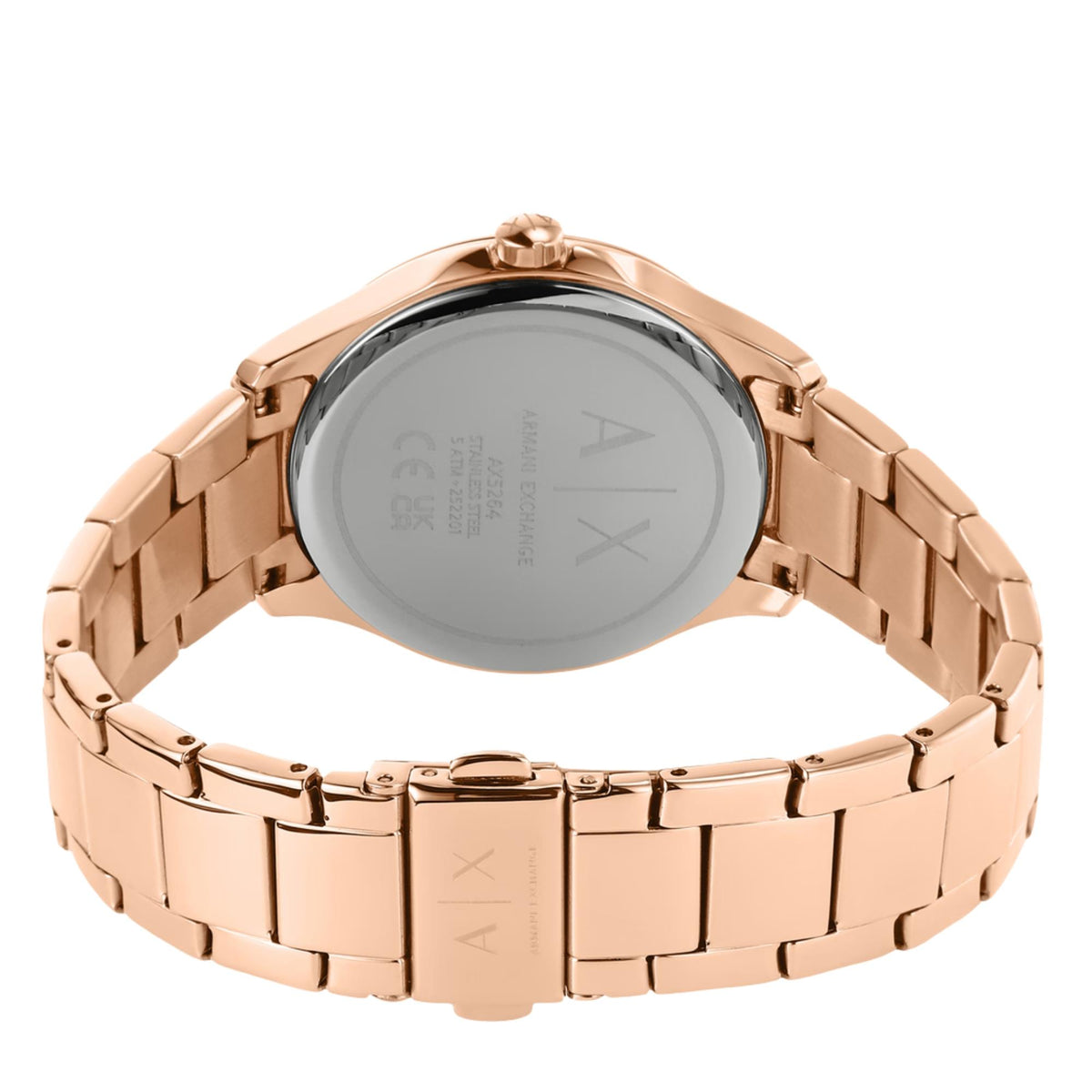 Armani Exchange Hampton 36mm Rose Gold Dial Rose Gold-Tone Steel Ladies Quartz Watch AX5264