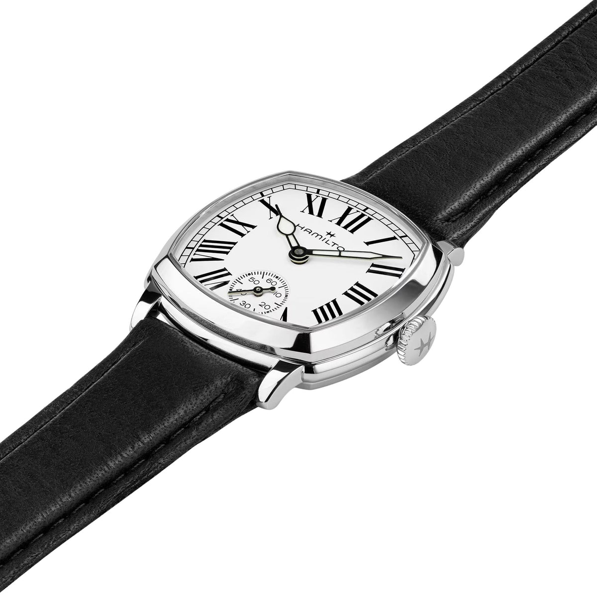 Hamilton American Classic Cushion Mechanical 30mm White Dial Leather Manual-Wind Watch H36109710