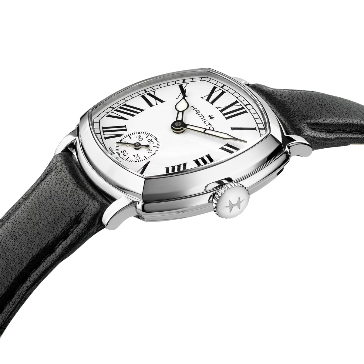 Hamilton American Classic Cushion Mechanical 30mm White Dial Leather Manual-Wind Watch H36109710