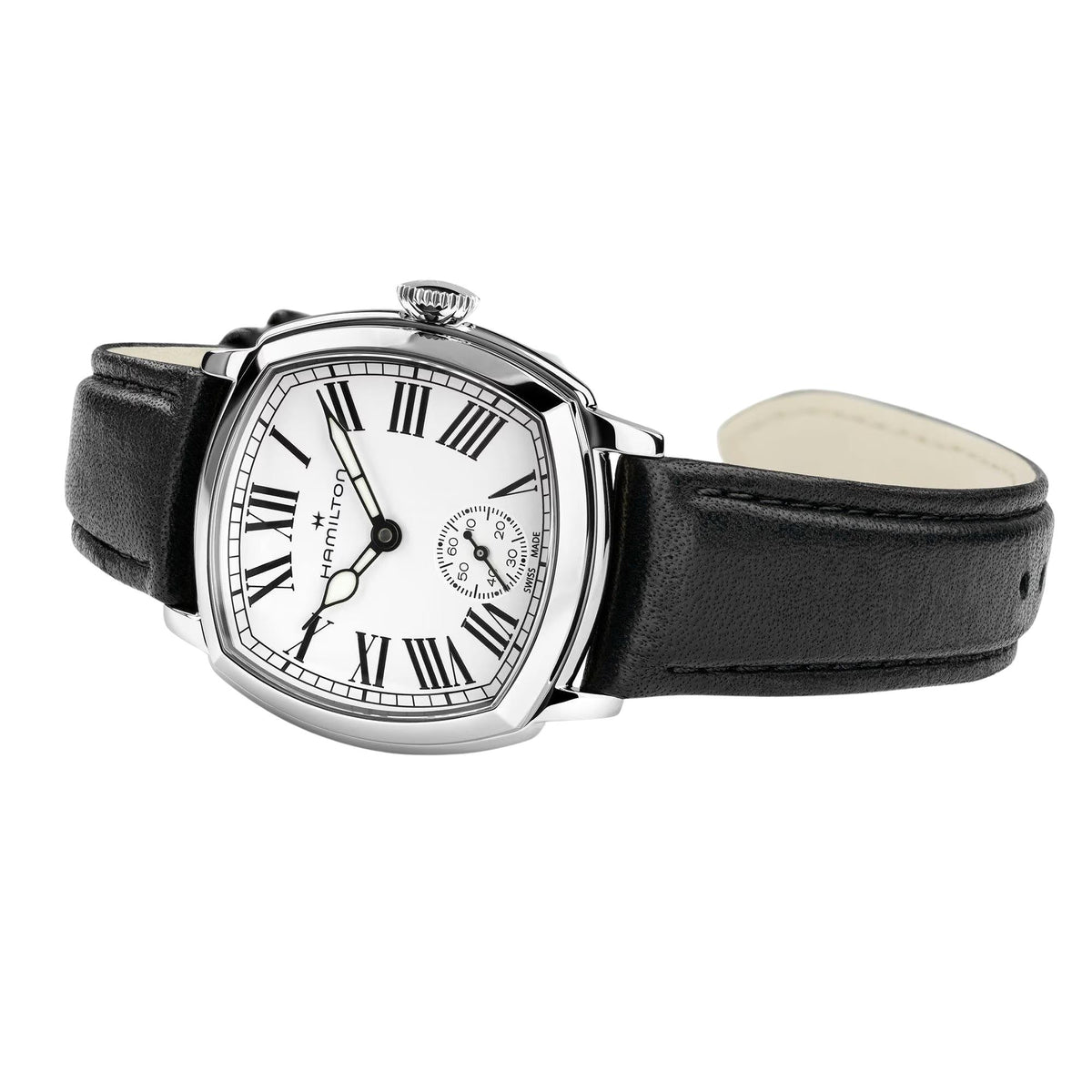 Hamilton American Classic Cushion Mechanical 30mm White Dial Leather Manual-Wind Watch H36109710