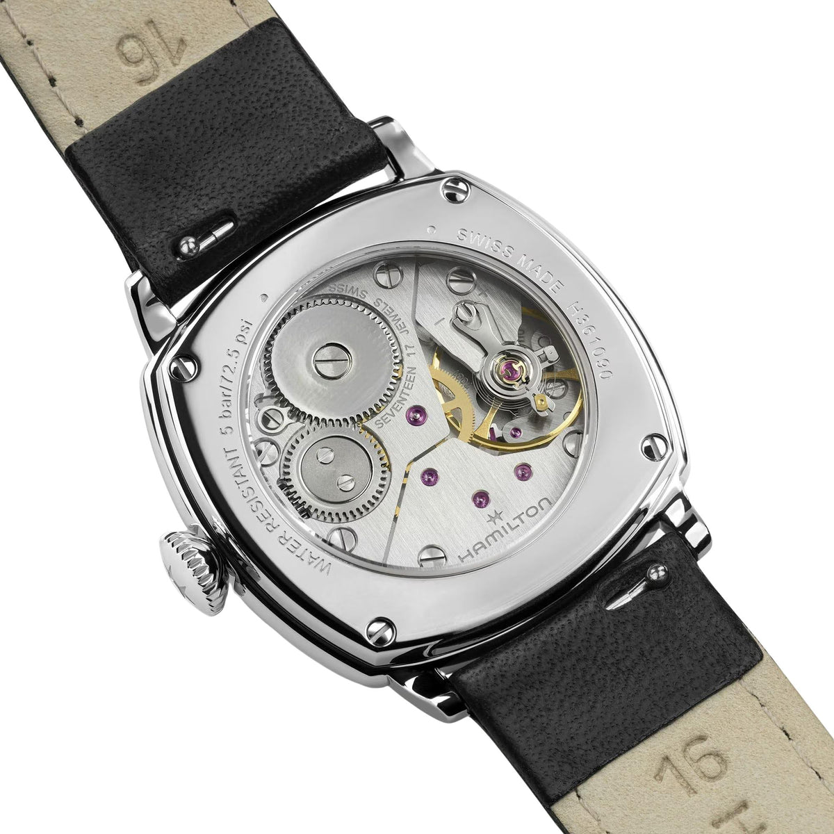 Hamilton American Classic Cushion Mechanical 30mm White Dial Leather Manual-Wind Watch H36109710