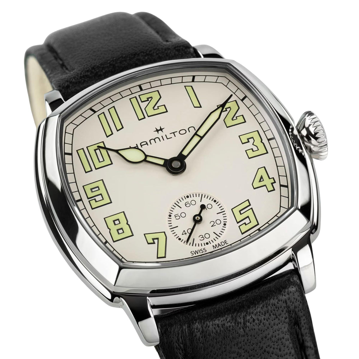 Hamilton American Classic Cushion Mechanical 30mm Beige Dial Leather Manual-Wind Watch H36109720
