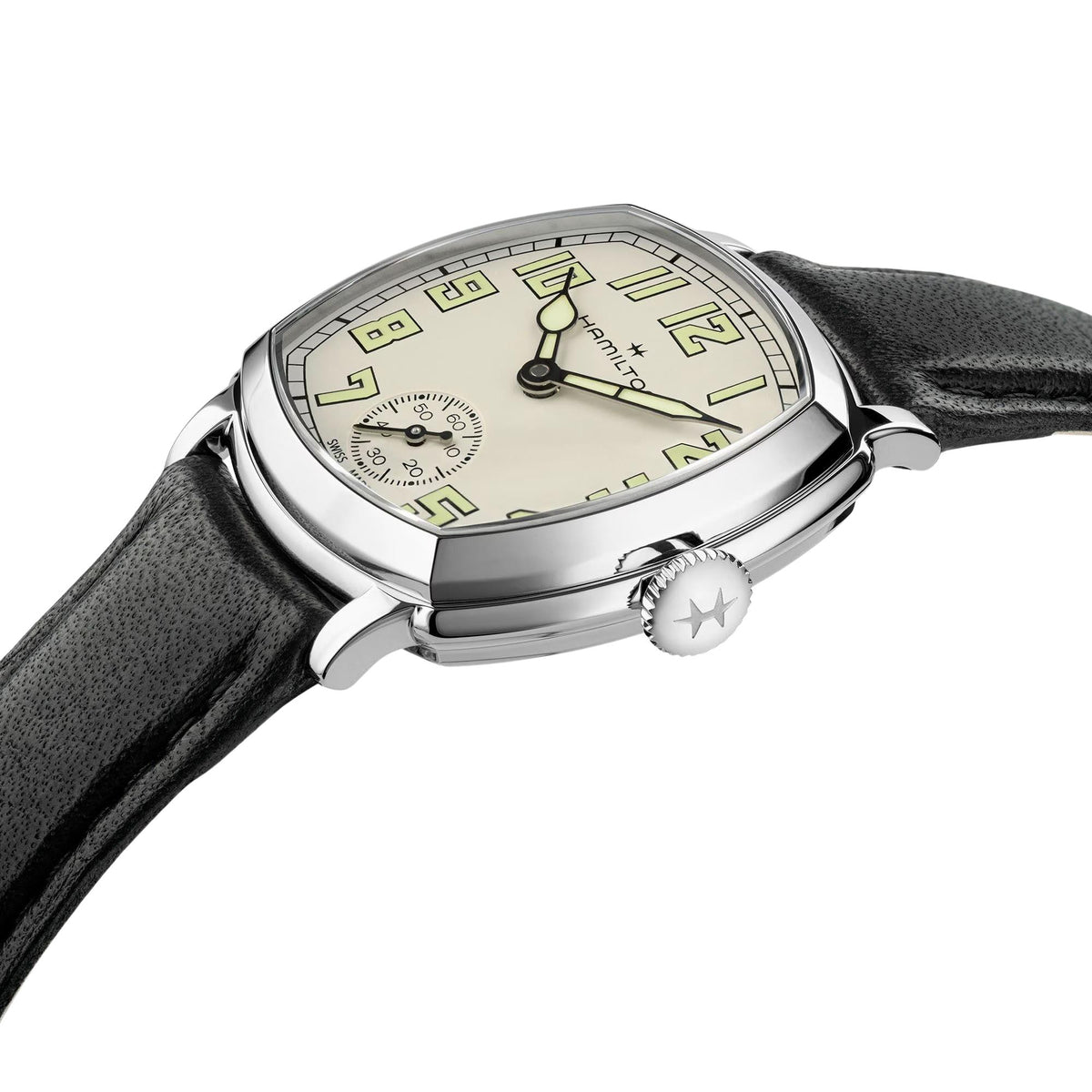 Hamilton American Classic Cushion Mechanical 30mm Beige Dial Leather Manual-Wind Watch H36109720