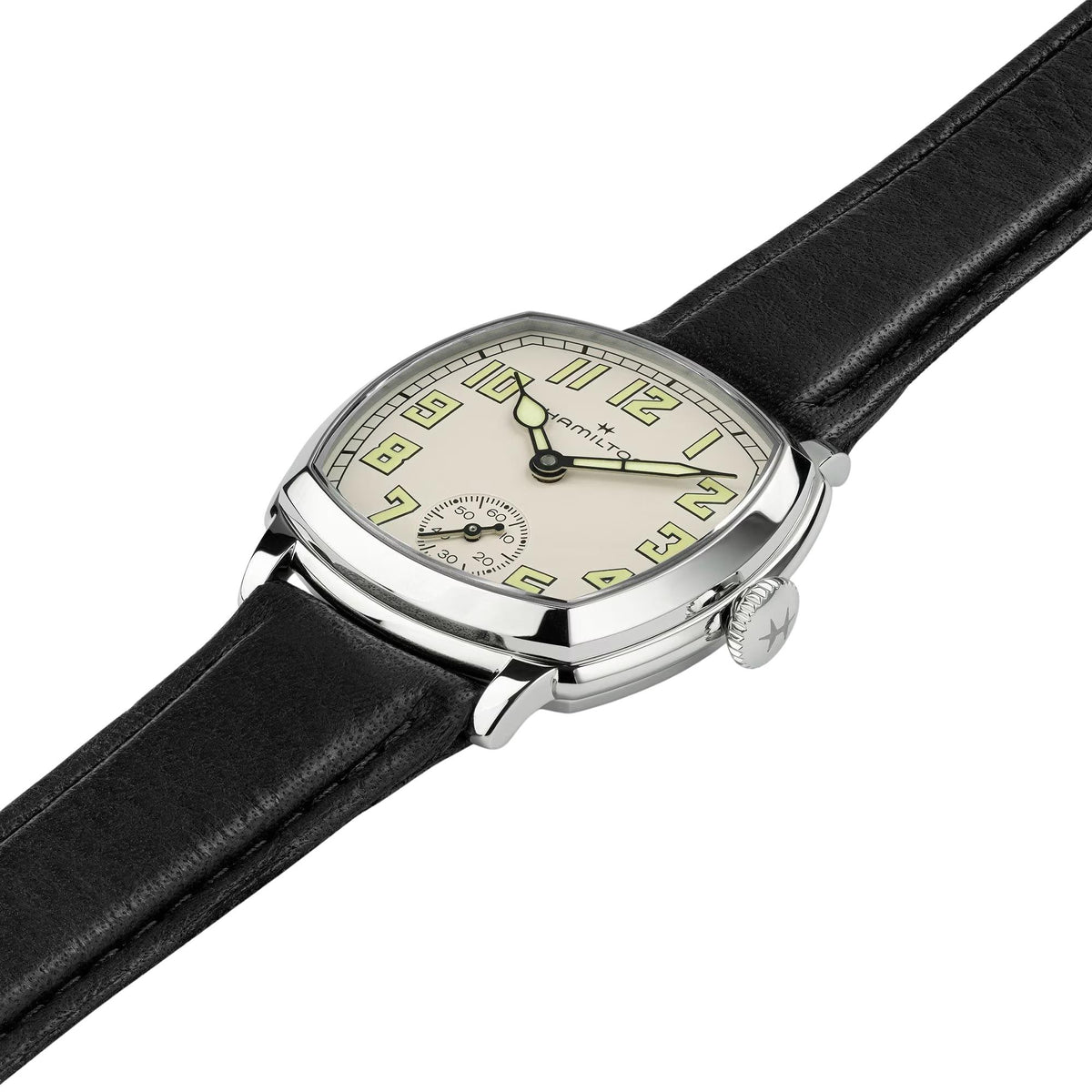 Hamilton American Classic Cushion Mechanical 30mm Beige Dial Leather Manual-Wind Watch H36109720