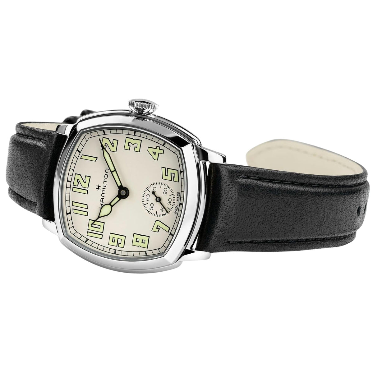 Hamilton American Classic Cushion Mechanical 30mm Beige Dial Leather Manual-Wind Watch H36109720
