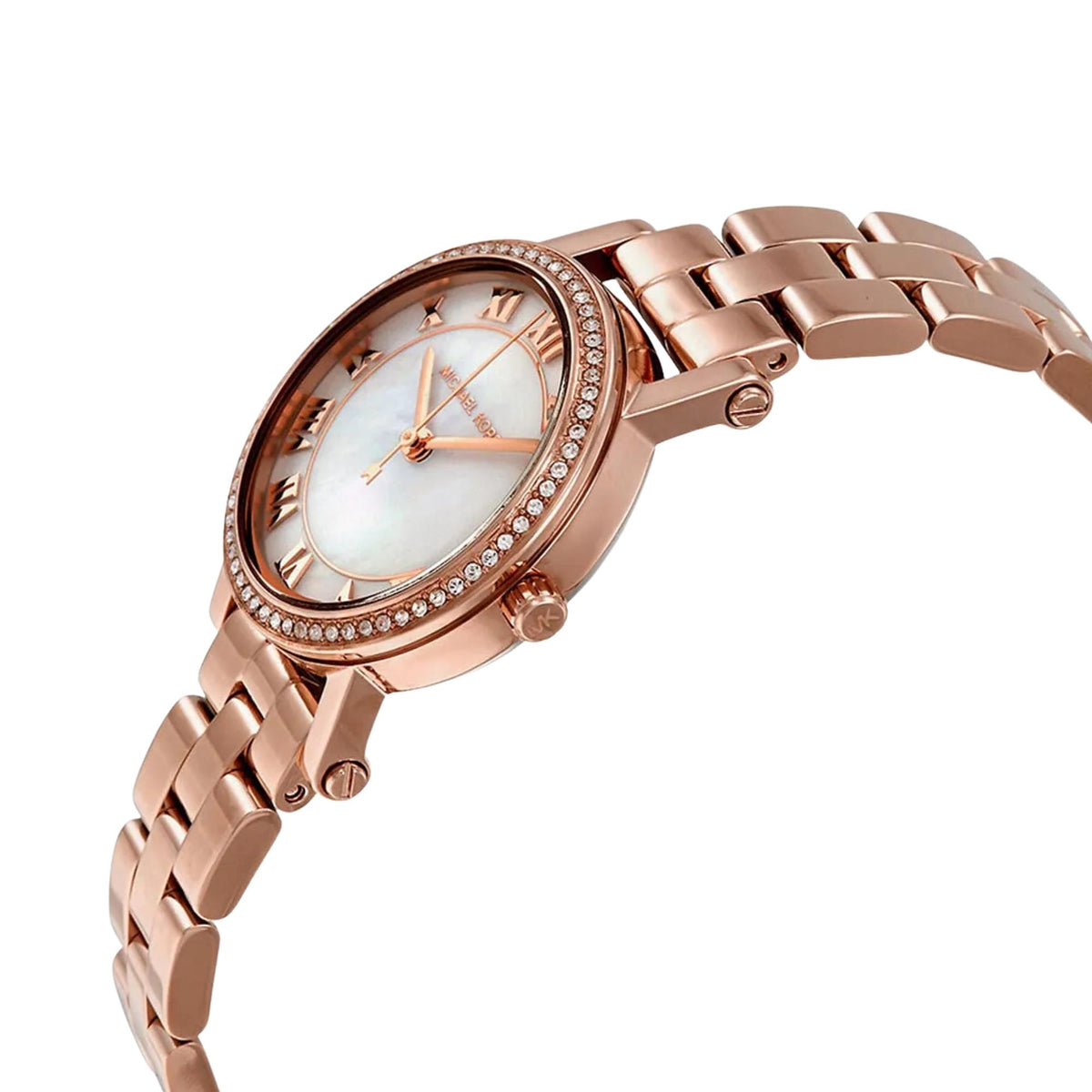 Michael Kors Norie 28mm Mother of Pearl Dial Rose Gold-Tone Steel Ladies Quartz Watch MK3558