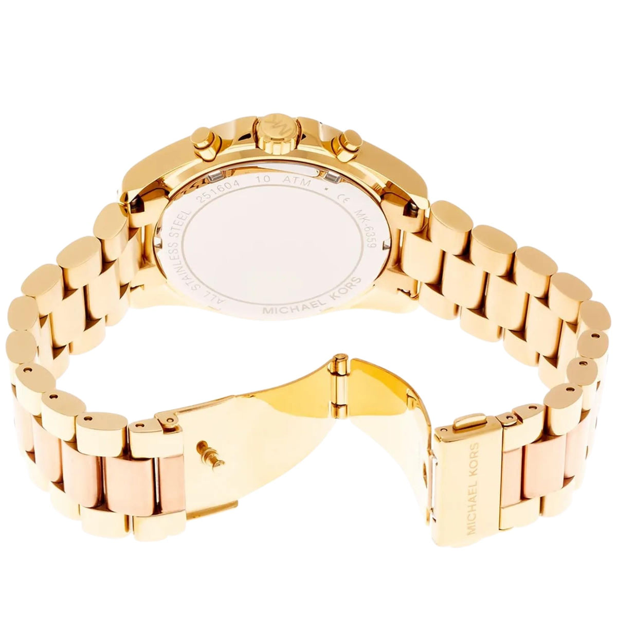 Michael Kors Bradshaw 43mm Chronograph Rose Gold Dial Yellow Gold-Tone Steel Ladies Quartz Watch MK6359