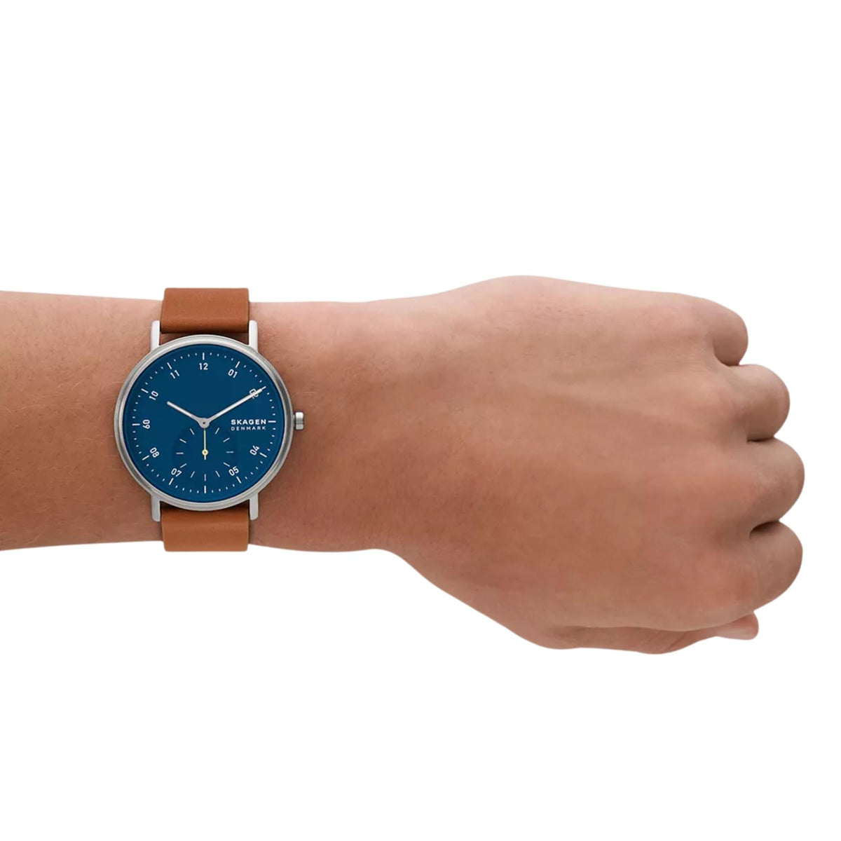 Skagen Kuppel 44mm Blue Dial Leather Mens Quartz Watch SKW6888