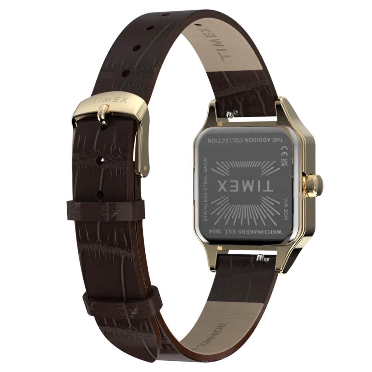 Timex Trend Addison 23mm Champagne Dial Yellow Gold-Tone Steel Leather Ladies Quartz Watch TW2Y90700
