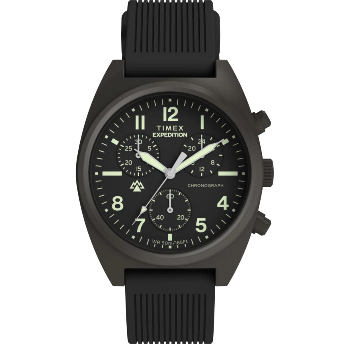 Timex Expedition Capstone 41mm Chronograph Black Dial Silicone Mens Quartz Watch TW2Y61000