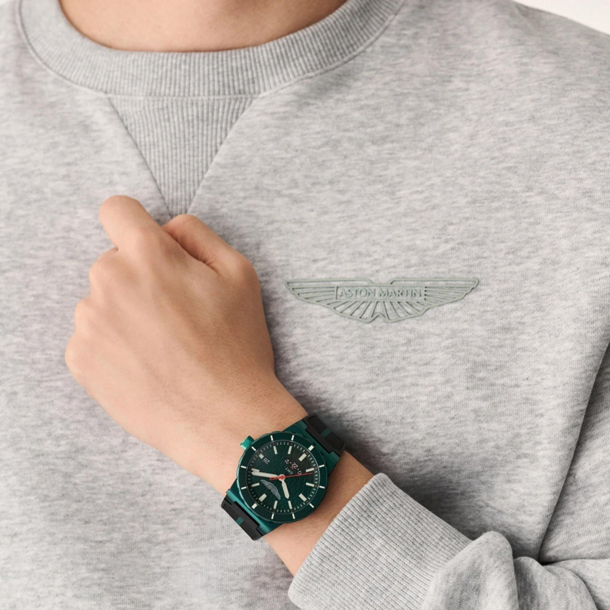 Aston Martin Icon MNF 40mm Green Dial Rubber Mens Quartz Watch MTIM1F605