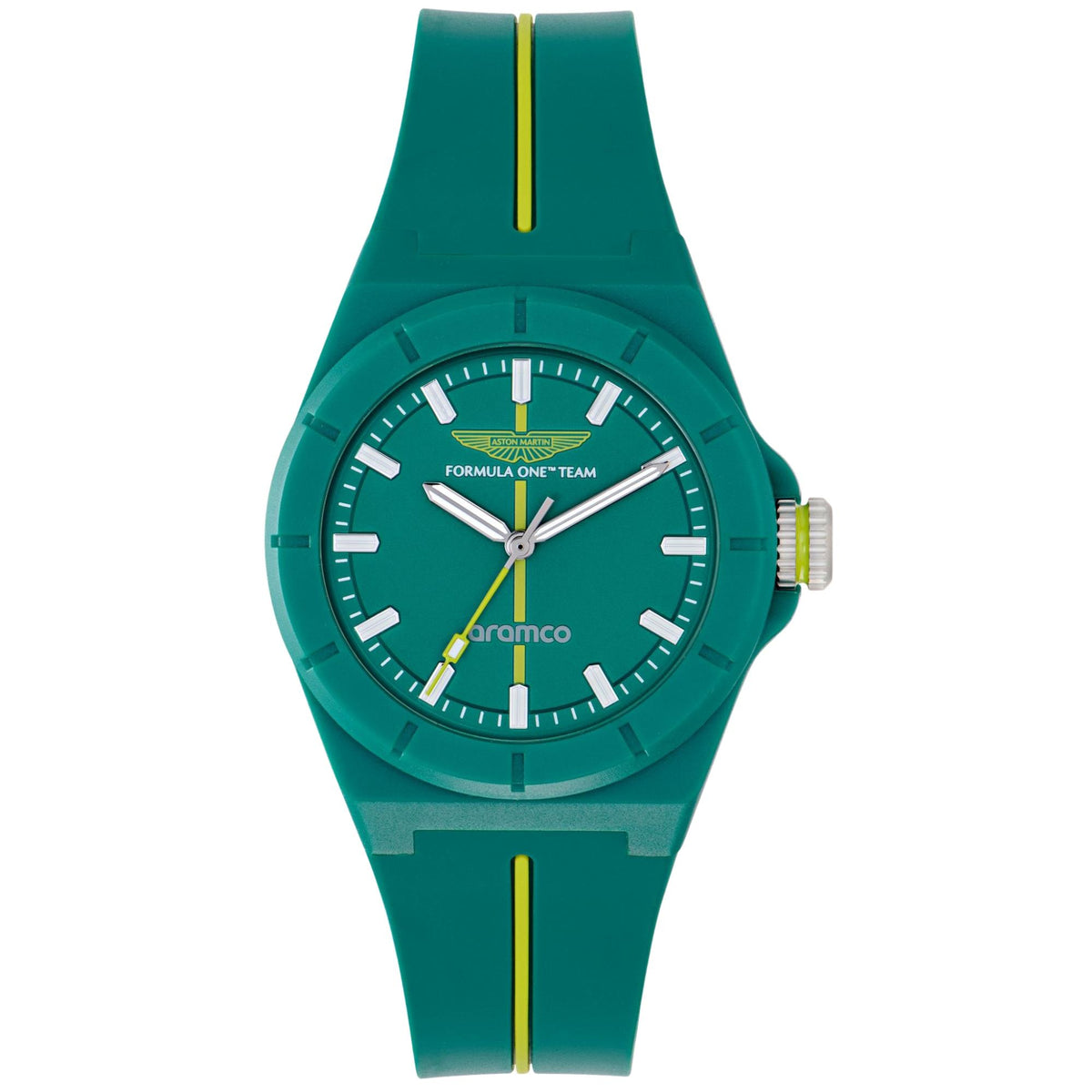 Aston Martin Aramco Formula One Team SHD 38mm Green Dial Silicone Mens Quartz Watch MTFH1F602