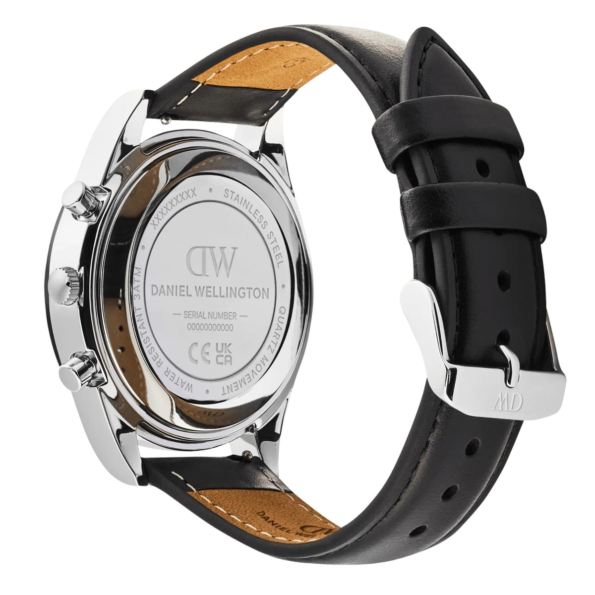 Daniel Wellington Iconic Tachymeter 42mm Chronograph Black Dial Leather Mens Quartz Watch DW00100950